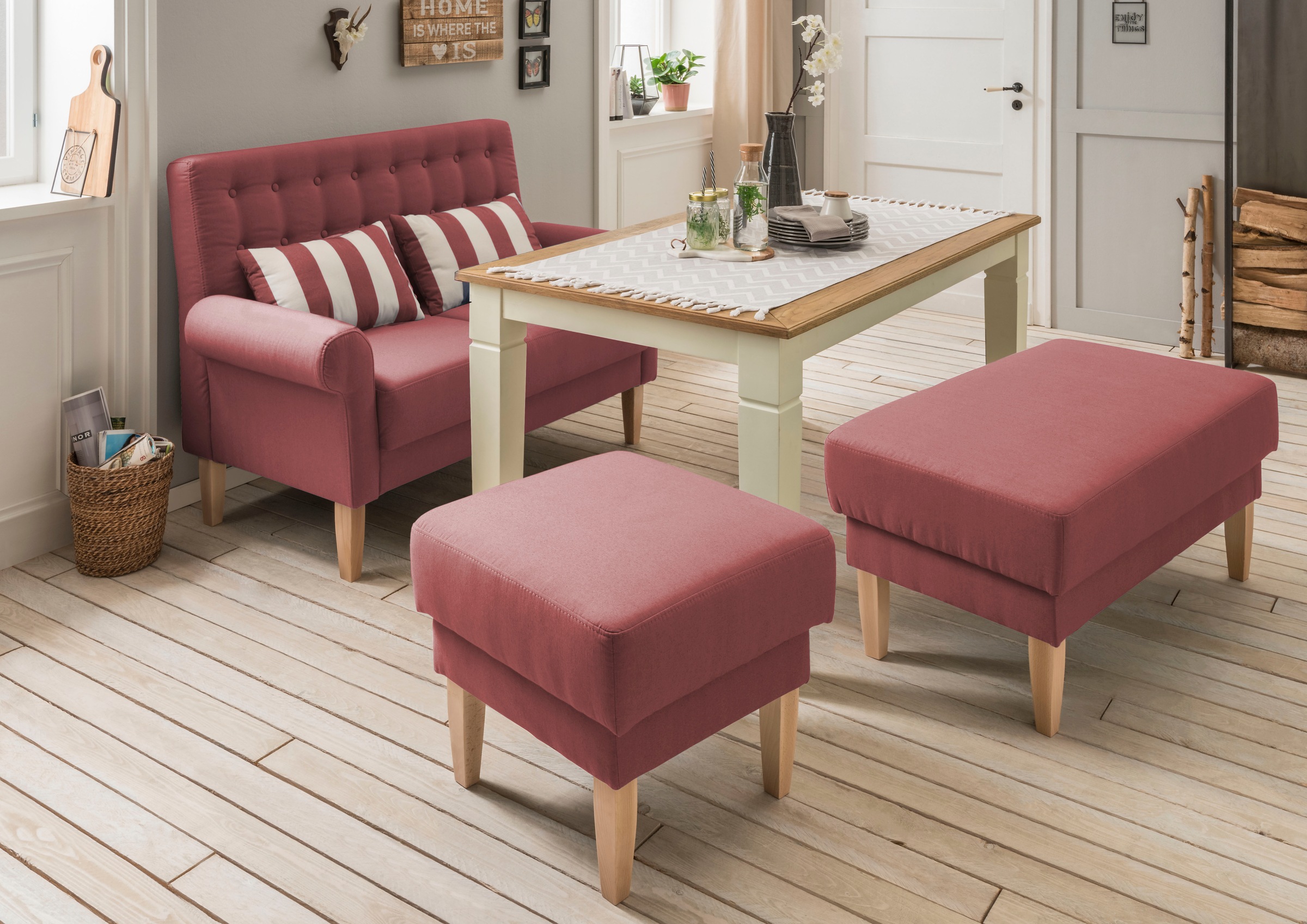 Home affaire Hocker »Scalea«, passendes Küchensofa verfügbar, in verschiedenen Stoffen und Farben
