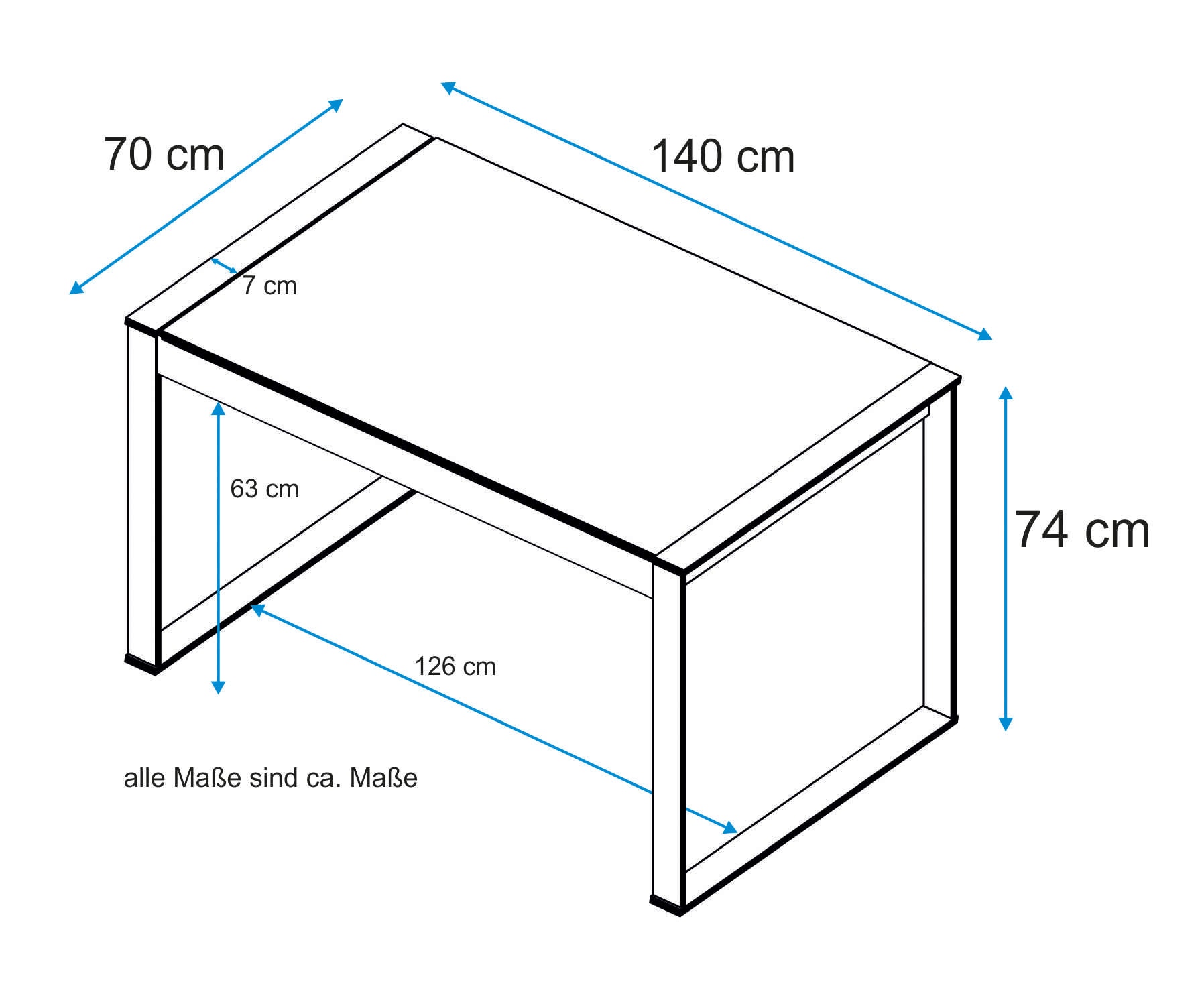 VOGL Möbelfabrik Schreibtisch »Toronto aus Massivholz, Bürotisch«, Breite 141cm, Schreibtisch mit Holzplatte