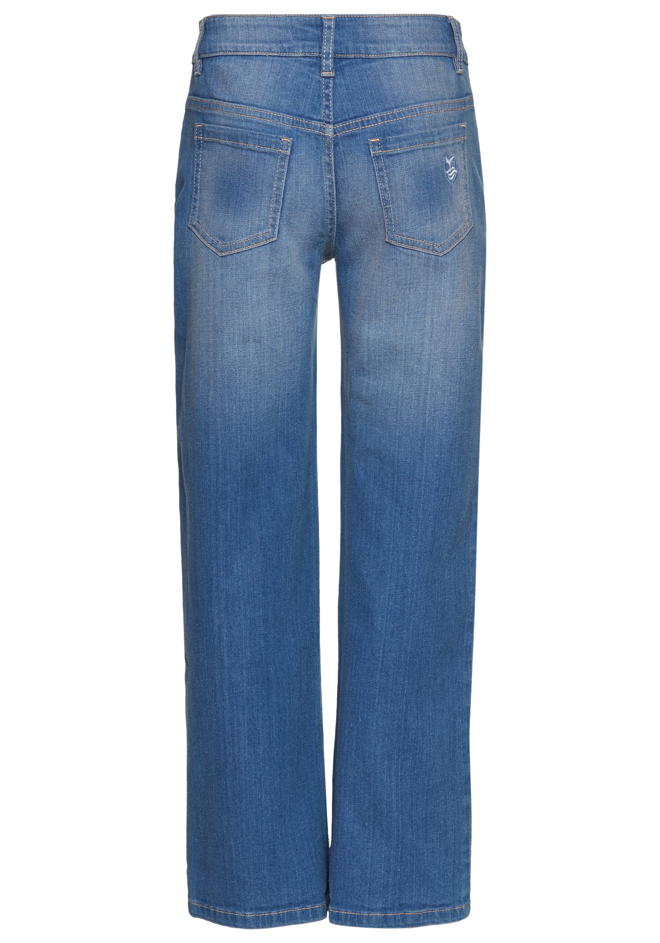 KIDSWORLD Loose-fit-Jeans »Mädchenjeans in weiter Form«, Weite Jeans mit Logo-Stickerei
