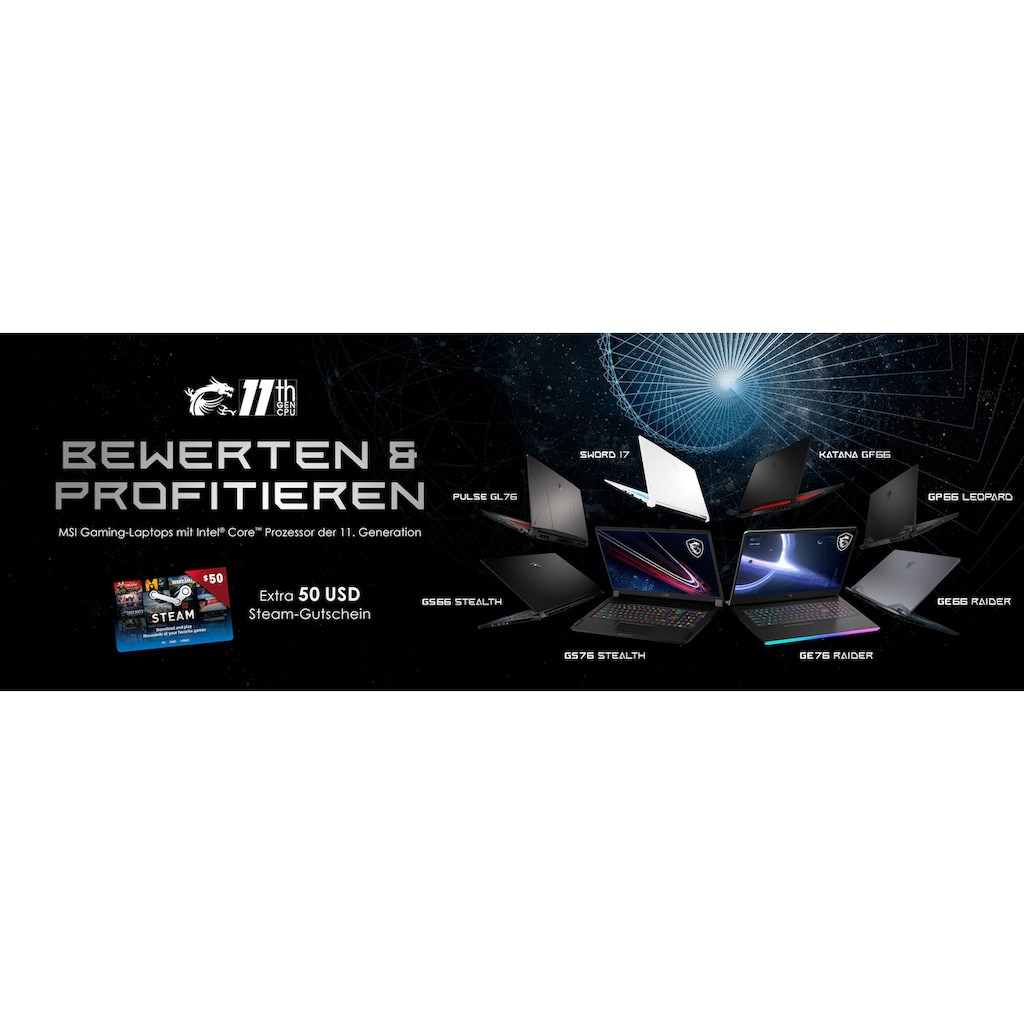 MSI Gaming-Notebook »Katana GF76 11UE-058«, 43,9 cm, / 17,3 Zoll, Intel, Core i7, GeForce RTX 3060, 1000 GB SSD