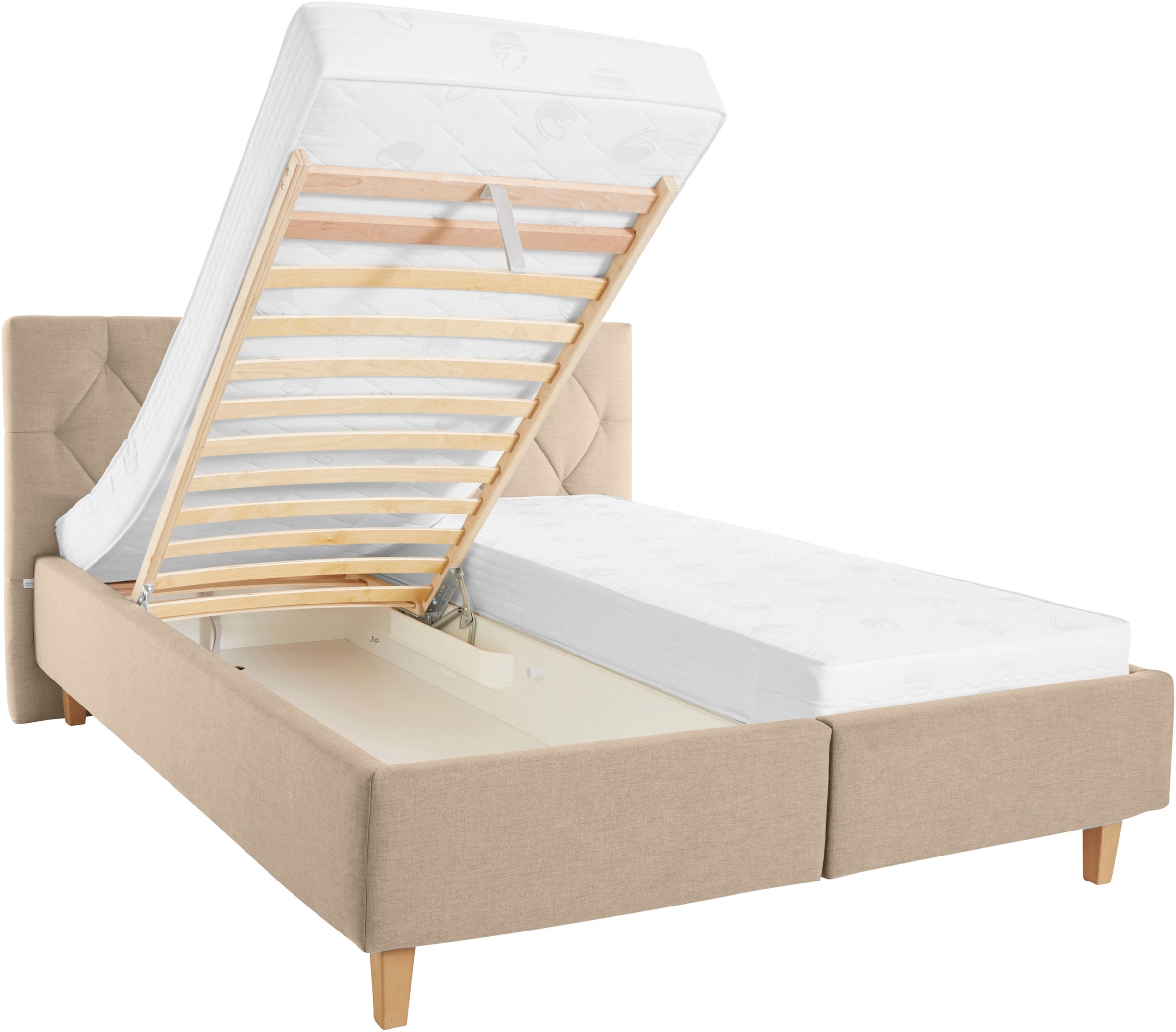 Home affaire Polsterbett »Sunley 100«, Kreuzsteppung, Kopfteilhöhe 102 cm, ohne oder mit Matratze/Lattenrost