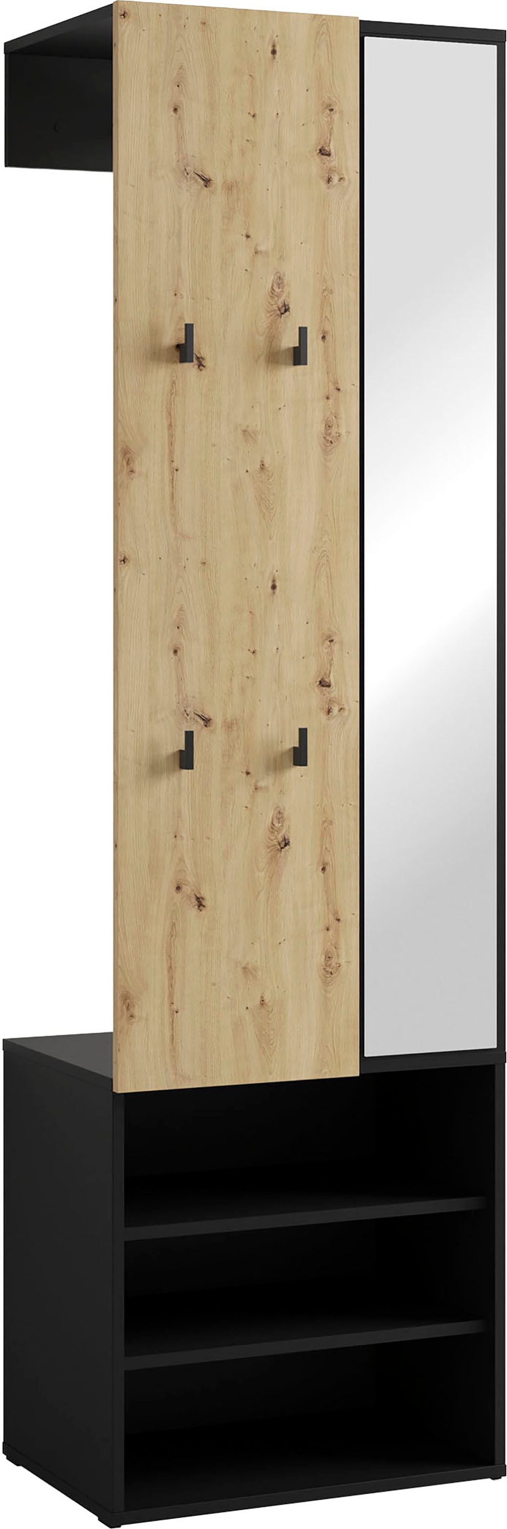 byLIVING Kompaktgarderobe »Dielen - Set Andorra« 1 Stk. tlg. maximale Ordnung auf wenig Fläche mit Spiegel, Kleiderstange und Haken