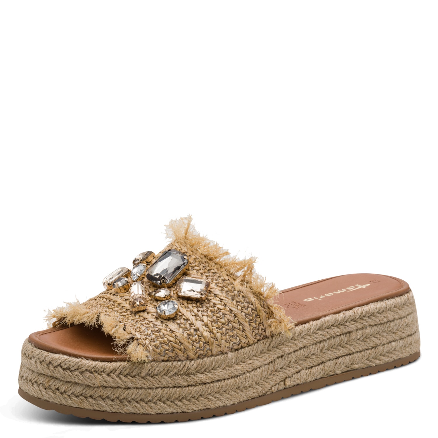 Tamaris Pantolette  Plateau, Schlüpfschuh, Sommerschuh mit funkelnden Schmucksteine
