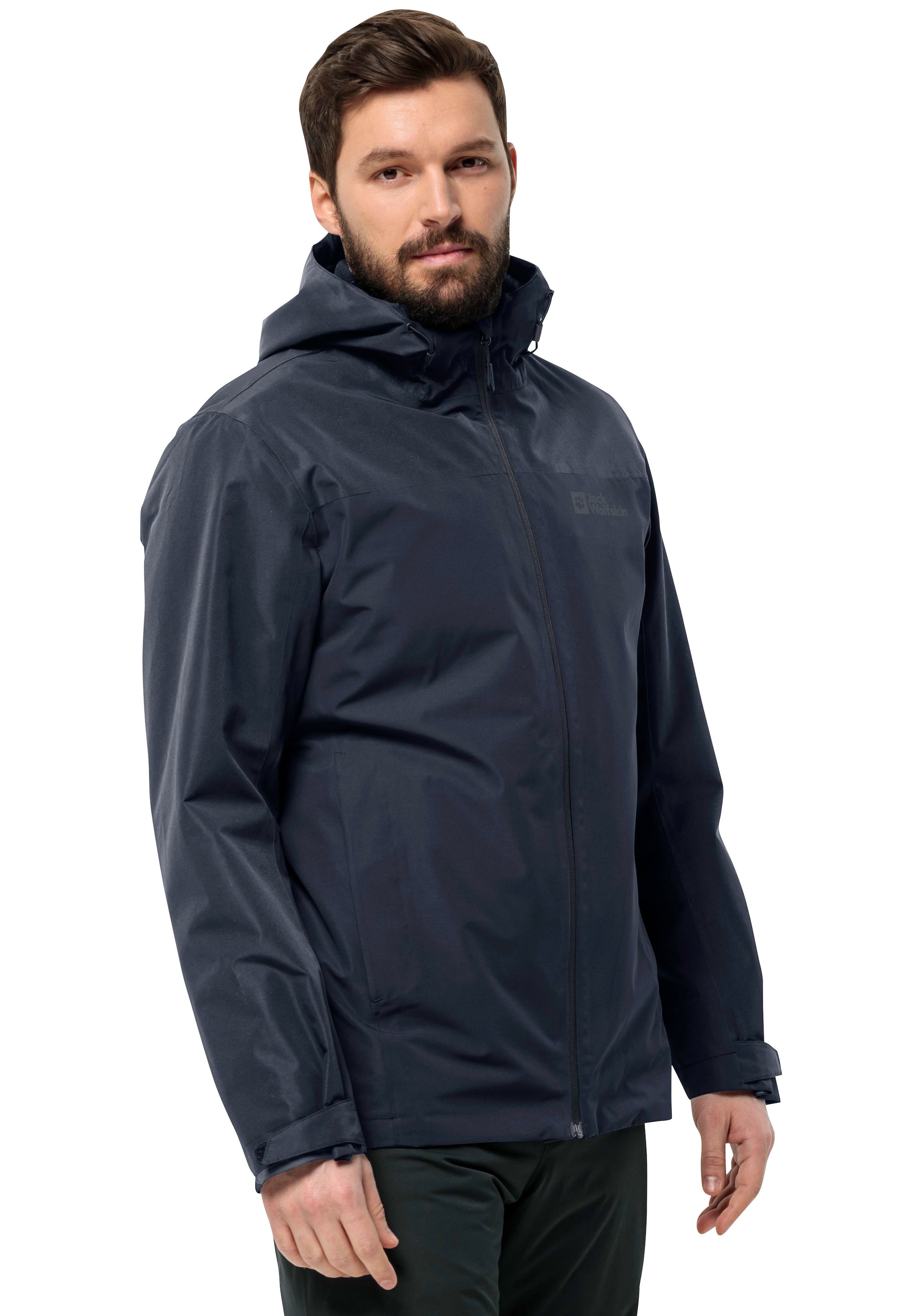 Jack Wolfskin 3-in-1-Funktionsjacke »TAUBENBERG 3IN1 JKT M«, mit Kapuze, mit wasserabweisenden Reißverschlüssen, Wasserdicht, Atmungsaktiv