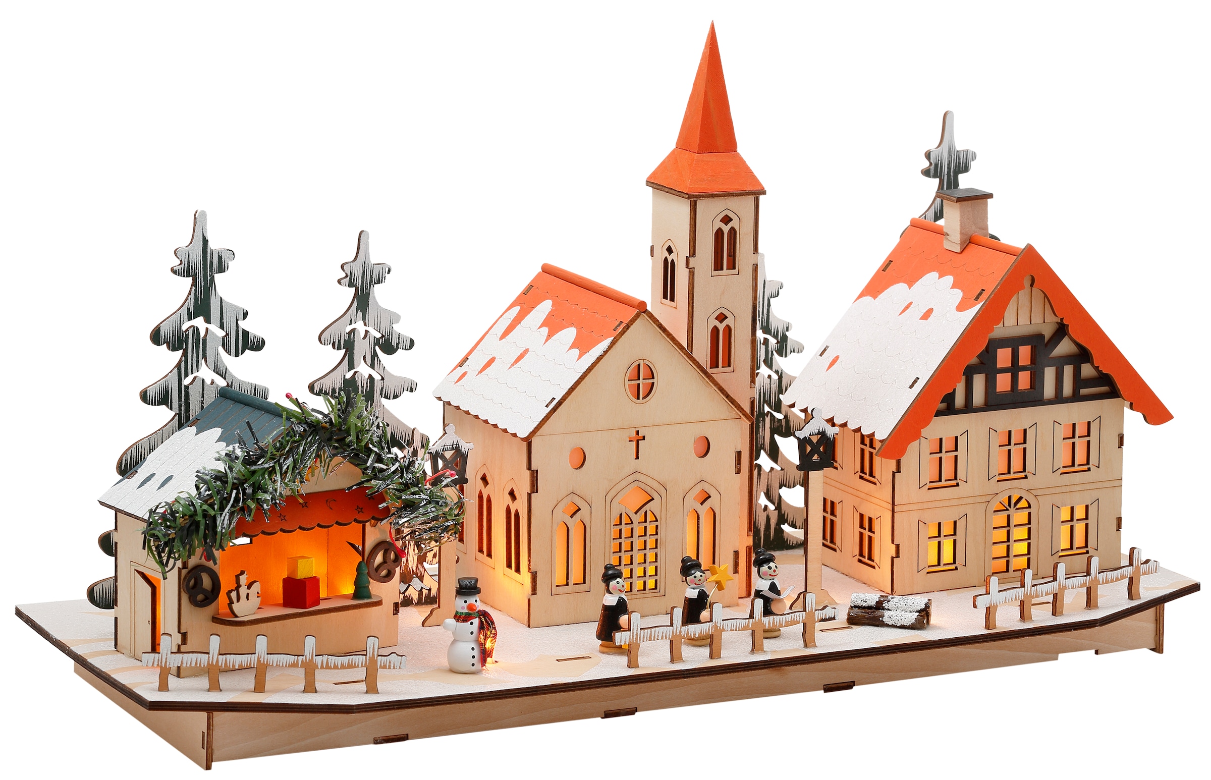 Home affaire Weihnachtsdorf »mit idyllischer Winterlandschaft«,  Weihnachtsdeko aus Holz, mit LED-Beleuchtung, Breite ca. 50 cm online bei  OTTO | Weihnachtsdörfer