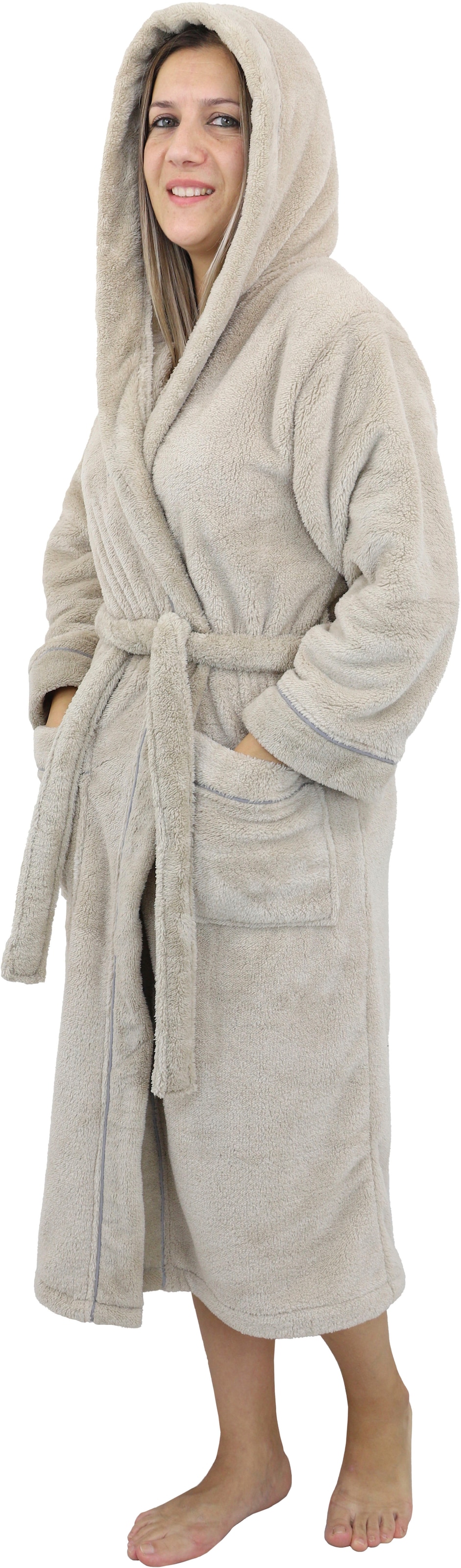 my home Unisex-Bademantel »Lillou, ideal für Sauna & Spa, Hotelbademantel, Morgenmantel«, (1 St.), kuschelig weicher Fleece, für Damen und Herren, XS-3XL
