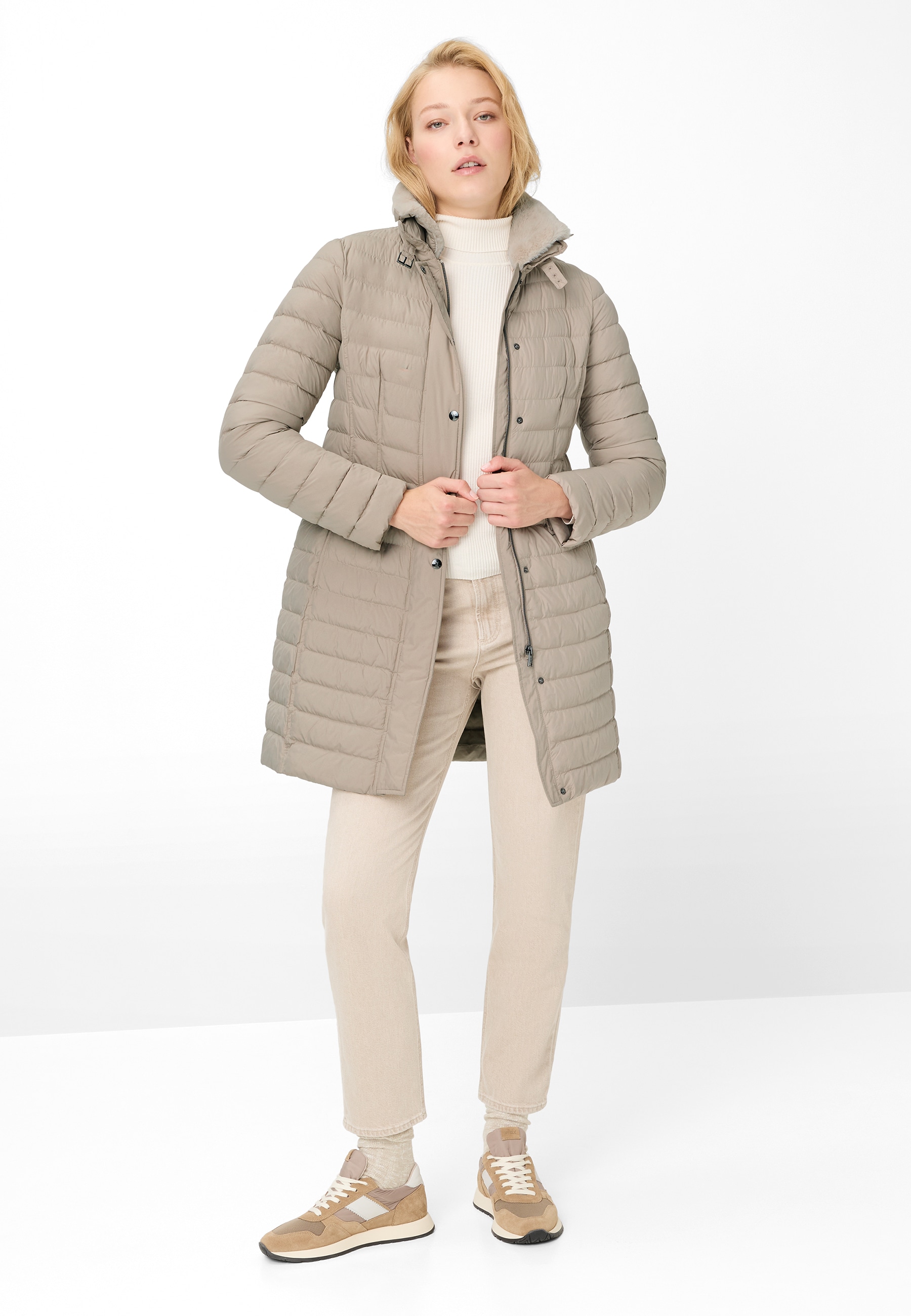 Fuchs Schmitt Steppmantel mit Plüschkragen, Regular Fit, verdeckter Reißverschluss