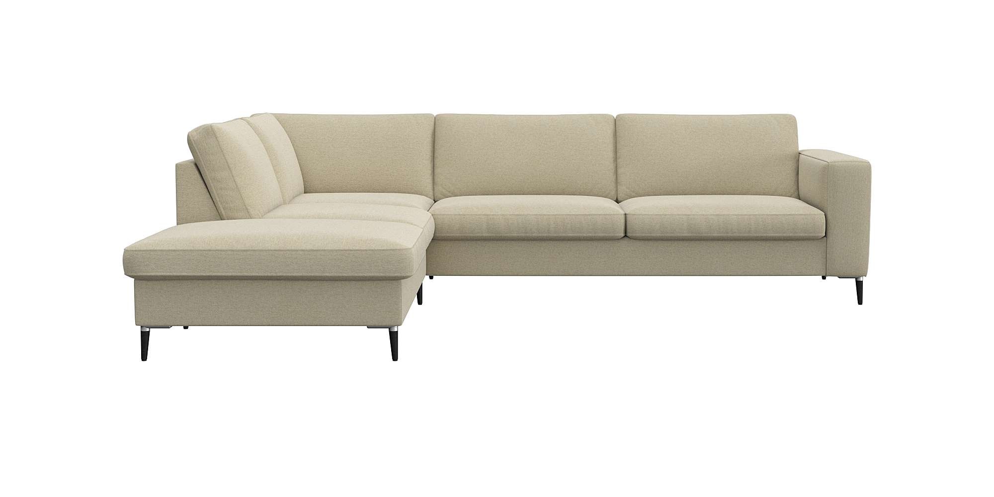 FLEXLUX Ecksofa »Fiore, L-Form, bequem und komfortabel durch hochwertigem Sitzaufbau« breite Armlehnen, Kaltschaum, Füße Alu+schwarz