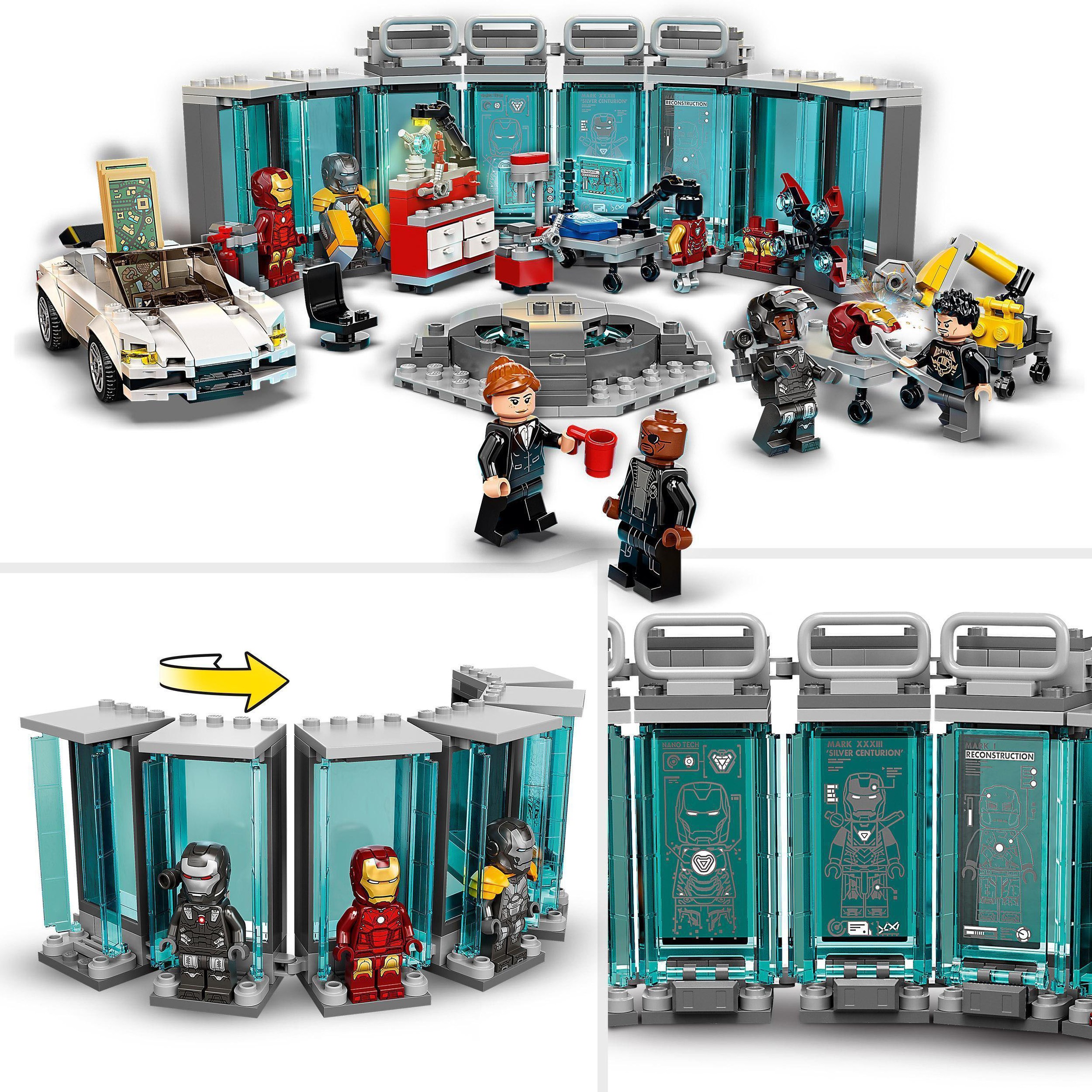 LEGO® Konstruktionsspielsteine »Iron Mans Werkstatt (76216), LEGO® Marvel«, (496 St.), Made in Europe