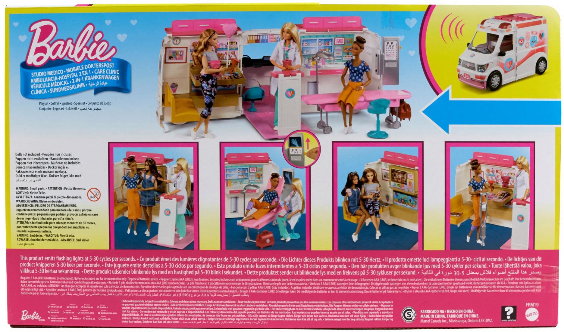 Barbie Puppen Fahrzeug »Krankenwagen 2-in-1 Spielset«, mit Licht & Geräuschen