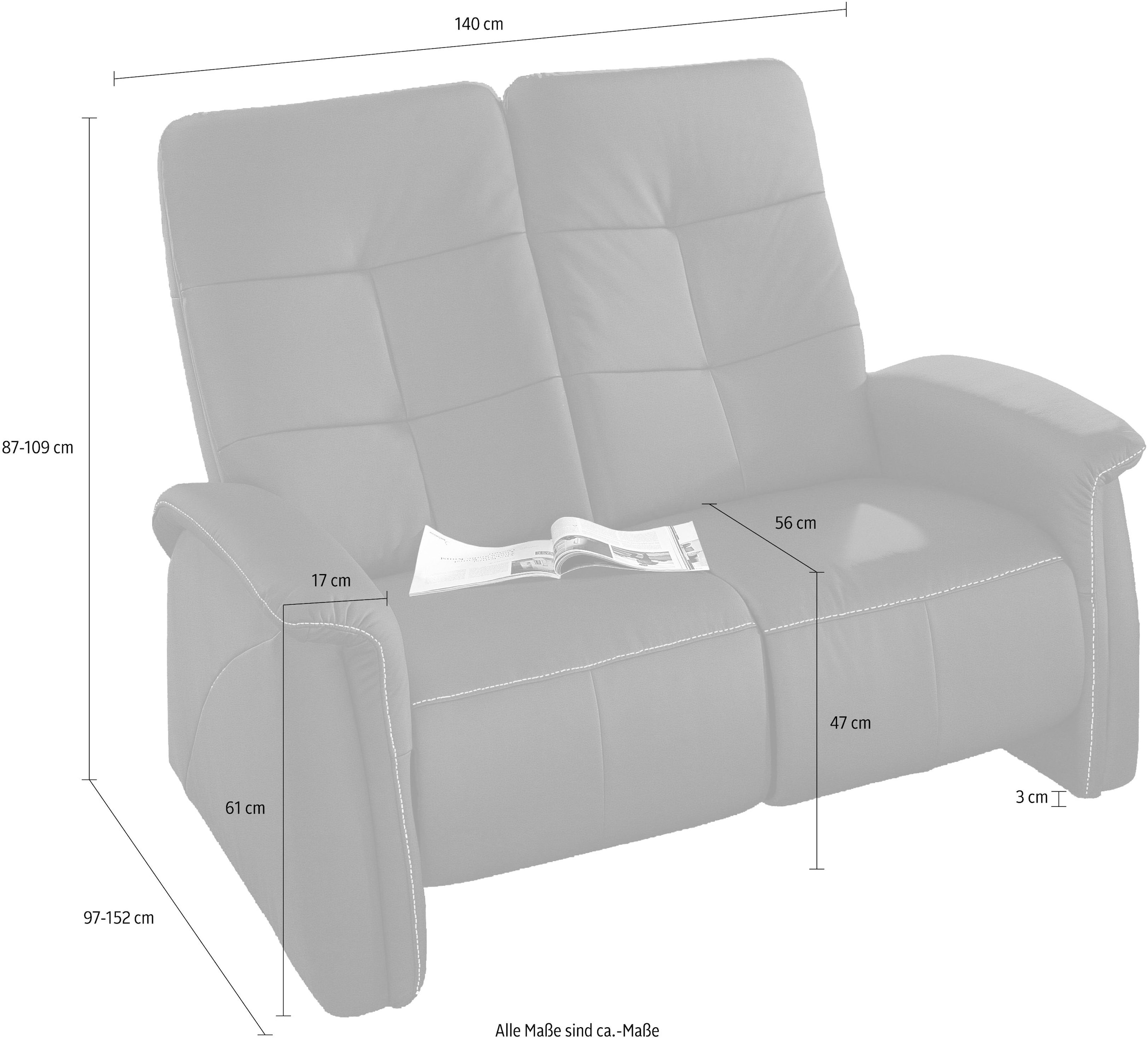 exxpo - sofa fashion »Tivoli, Kinosofa, bequem und komfortabel durch die Relaxfunktion« (2-sitzig), schmale Armlehnen
