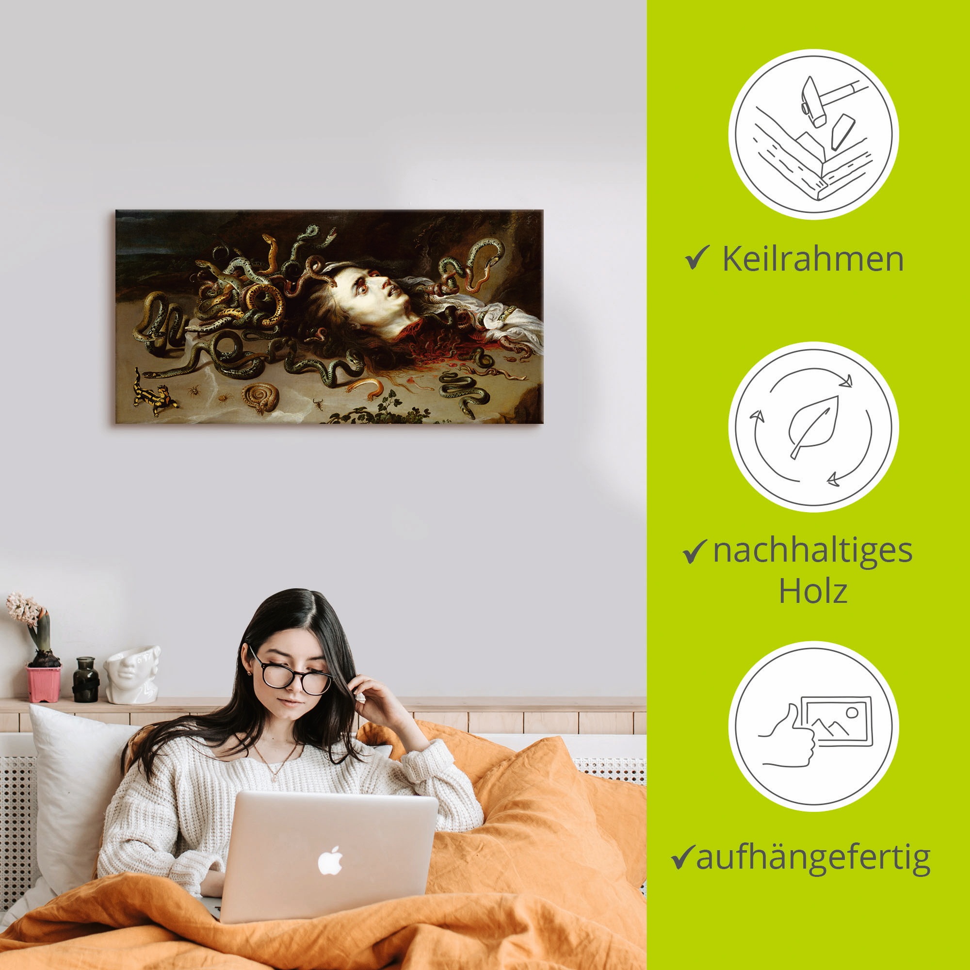 Artland Wandbild »Das Haupt der Medusa«, klassische Fantasie, (1 St.), als Leinwandbild, Poster in verschied. Größen