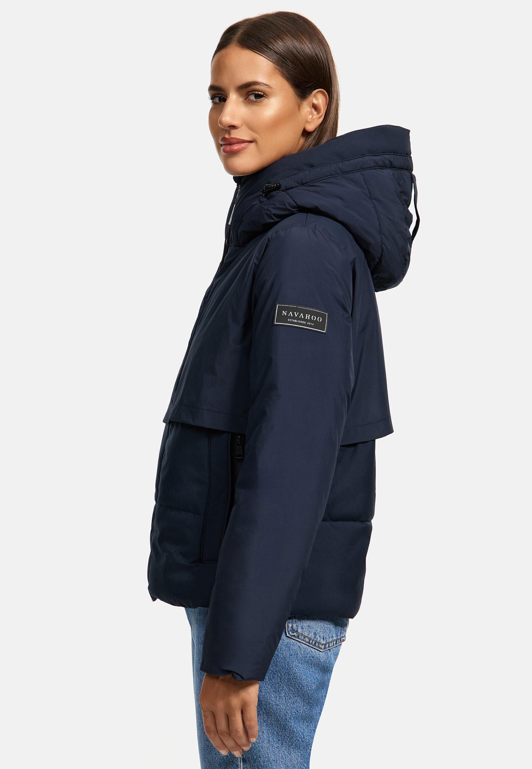 Navahoo Steppjacke »Steppjacke Liebesküken XIV«, mit Kapuze, modische Damen Winterjacke mit Fleece-Innenfutter