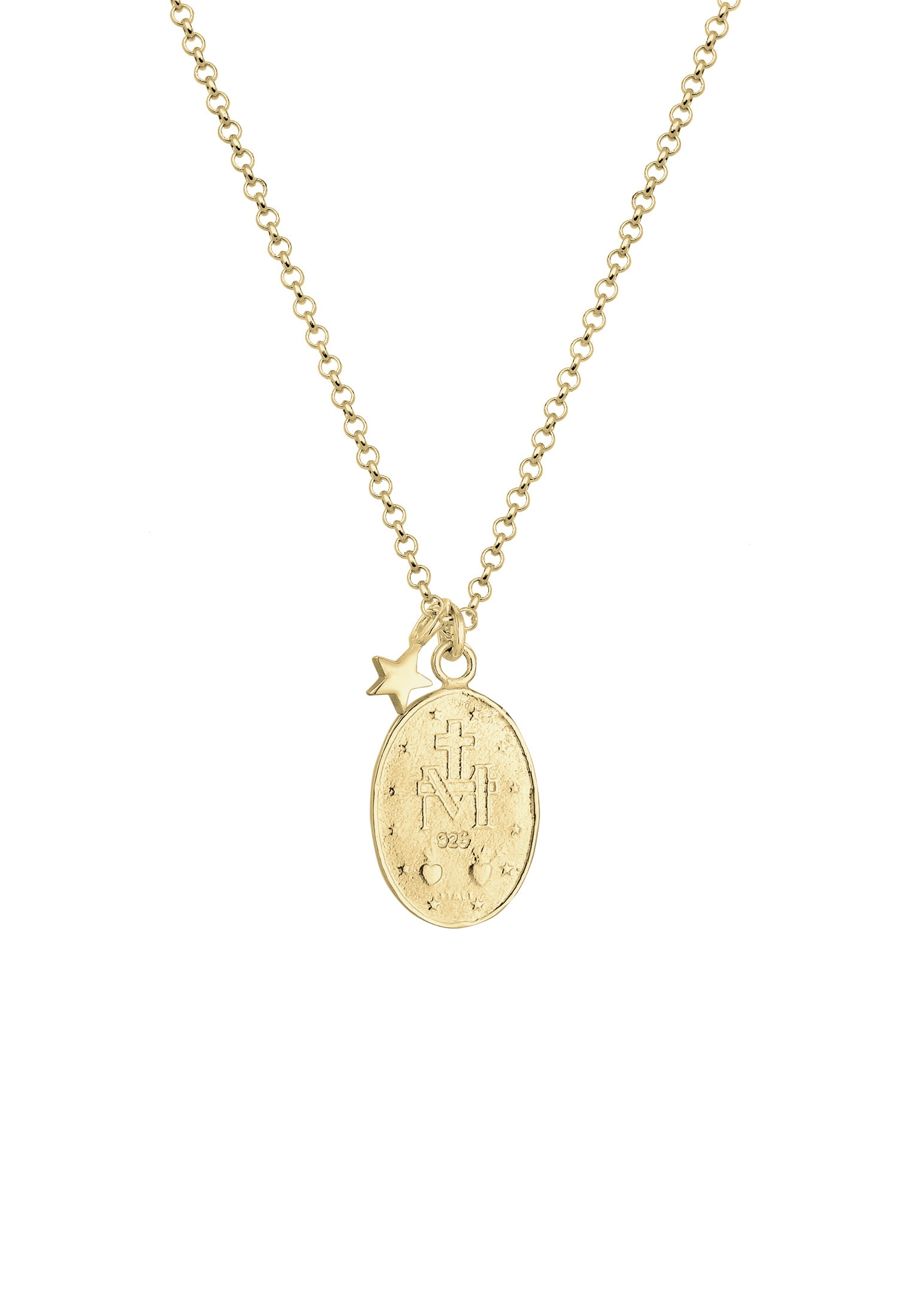 Elli Kette mit Anhänger »Halskette Marienbild Stern Glaube 925 Sterling Silber«