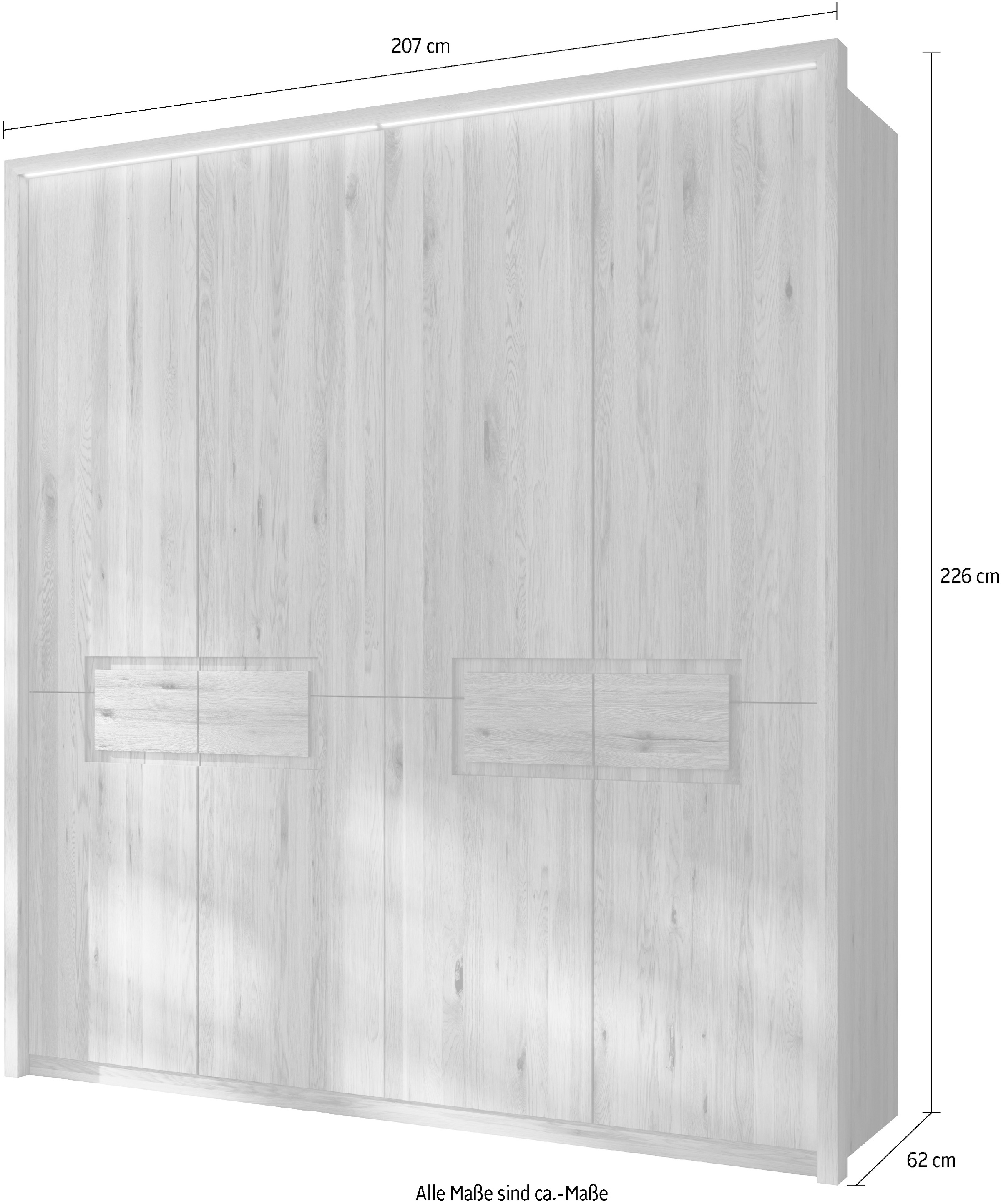 Home affaire Kleiderschrank »Ambroise, aus Wildeiche, inkl. Passepartout«, Massivholz-Kleiderschrank, im 50 cm Raster planbar