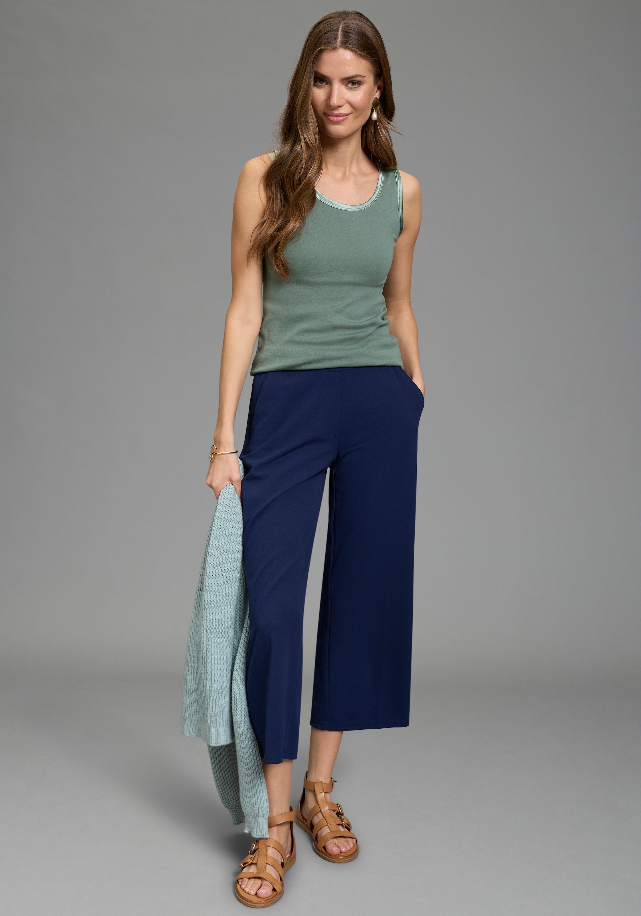 Laura Scott Tanktop mit Satin-Kante, figurnah, ärmellos, aus Baumwolle