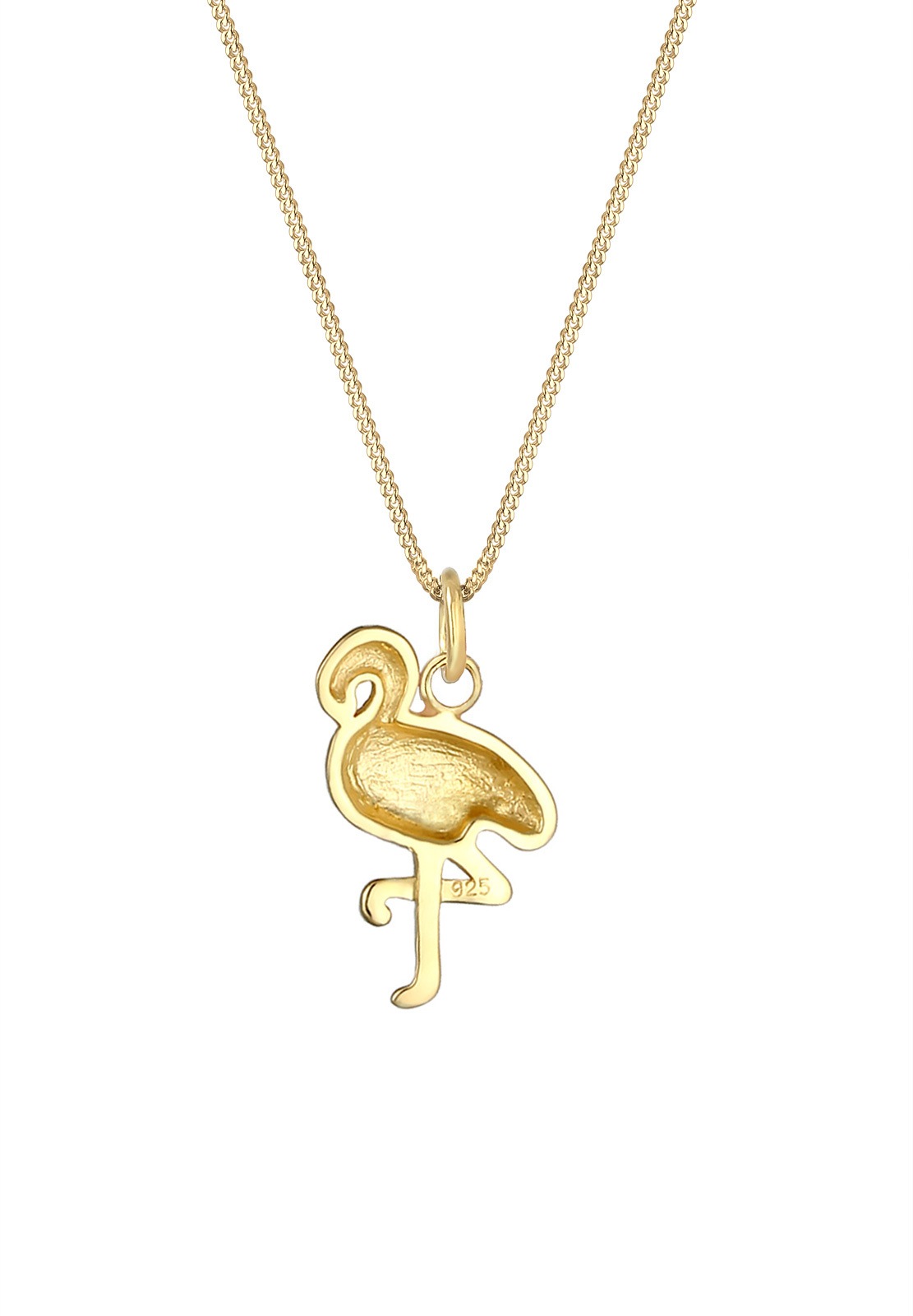 Elli Kette mit Anhänger »Halskette Emaille Anhänger Flamingo 925 Sterling Silber vergoldet«
