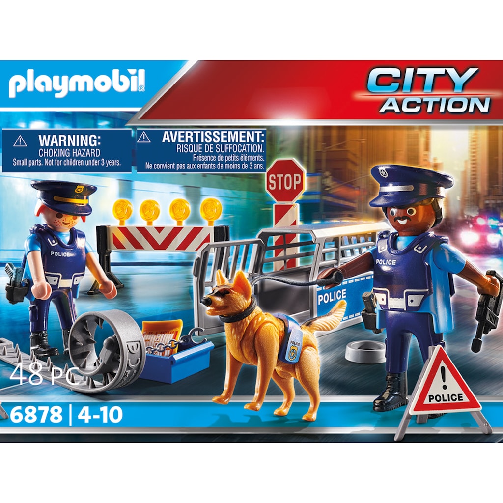 Playmobil® Konstruktions-Spielset »Polizei-Straßensperre (6878), City Action«, (48 St.)