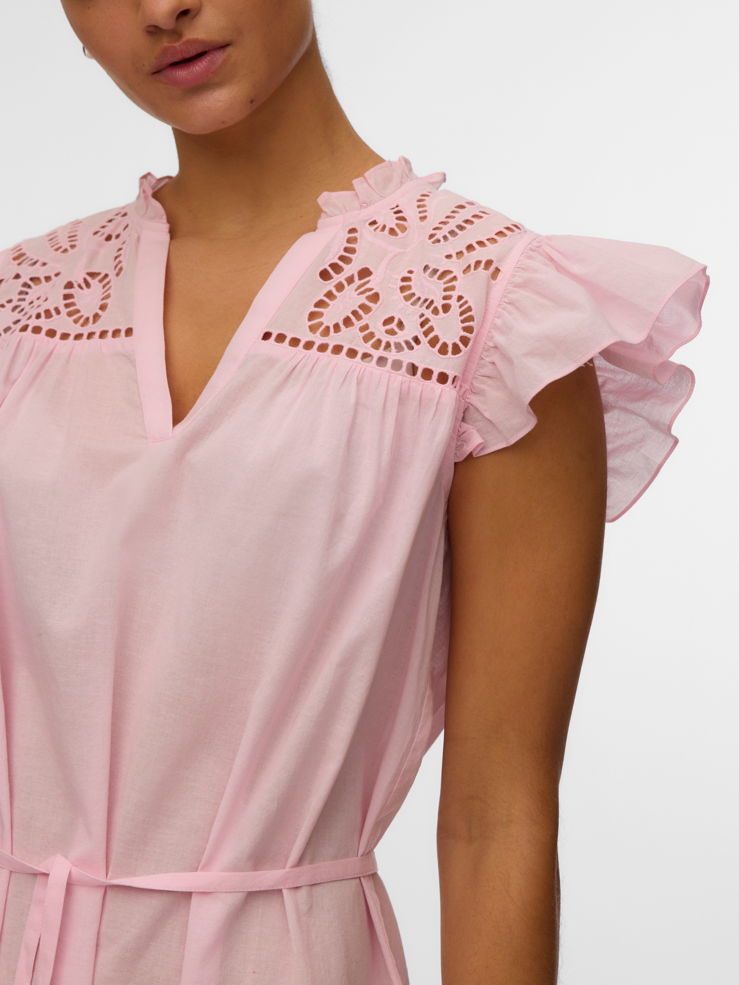 Vero Moda Minikleid »VMLINE SS SHORT DRESS WVN NOOS« Baumwolle