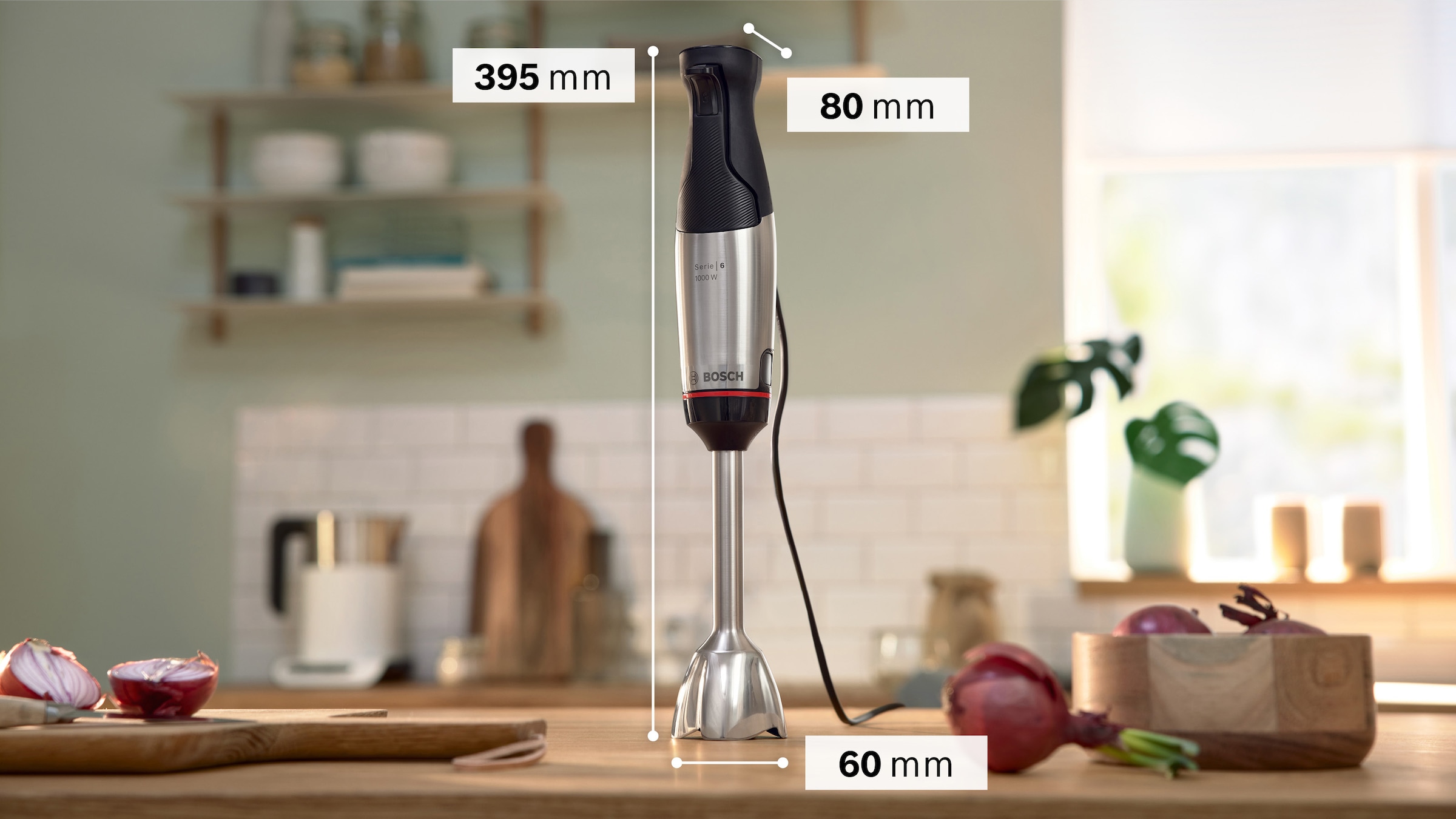 BOSCH Stabmixer »ErgoMaster Serie 6 MSM6M652, Zerkleinerer, Mixer, Schneebesen, Edelst.«, 1000 W, Mixbecher, Metallkuplung, Luftkühlung, 10 Jahre Motorgarantie