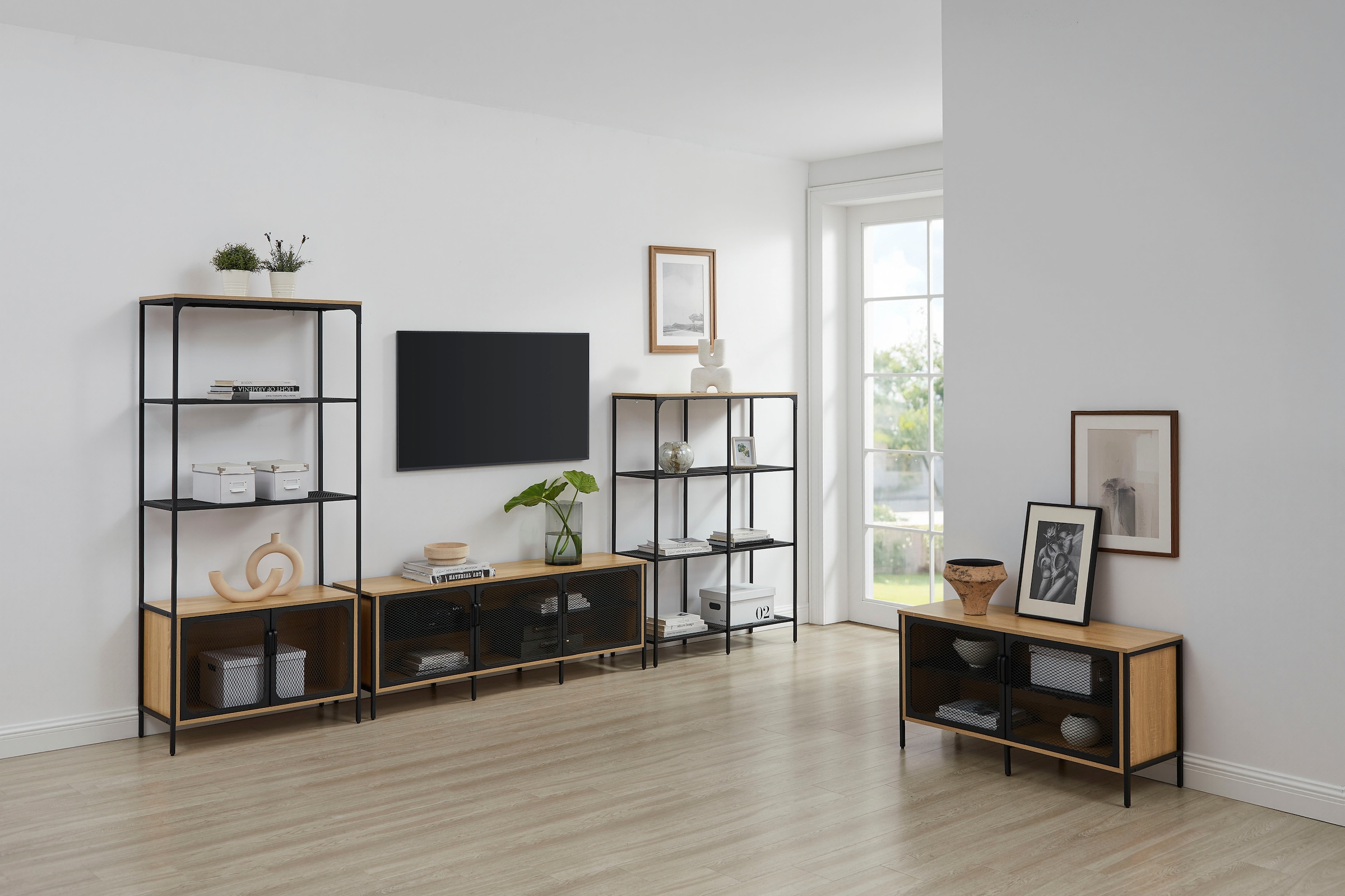 OTTO home Mehrzweckregal »Amance« natürliche ABS-Kanten, robustes Metallgestell, Höhe 136 cm