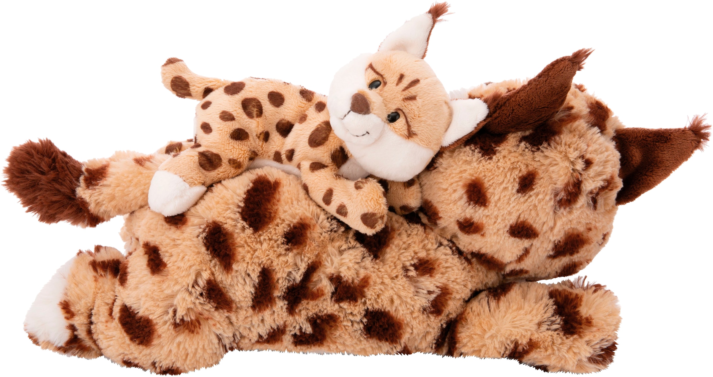Nici Kuscheltier »Wild Friends GREEN, Luchs Mutter & Kind, 40 cm & 20 cm«, liegend, enthält recyceltes Material (Global Recycled Standard)