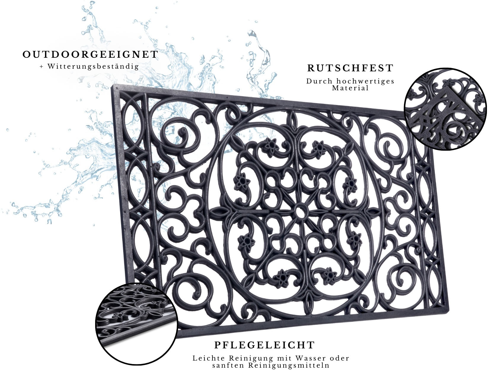 HANSE Home Fußmatte »Mix Mats Gusseisen-Optik Gummi Trellis«, rechteckig, 8 mm Höhe, Strapazierfähig, pflegeleicht, robust, wetterfest, UV-beständig