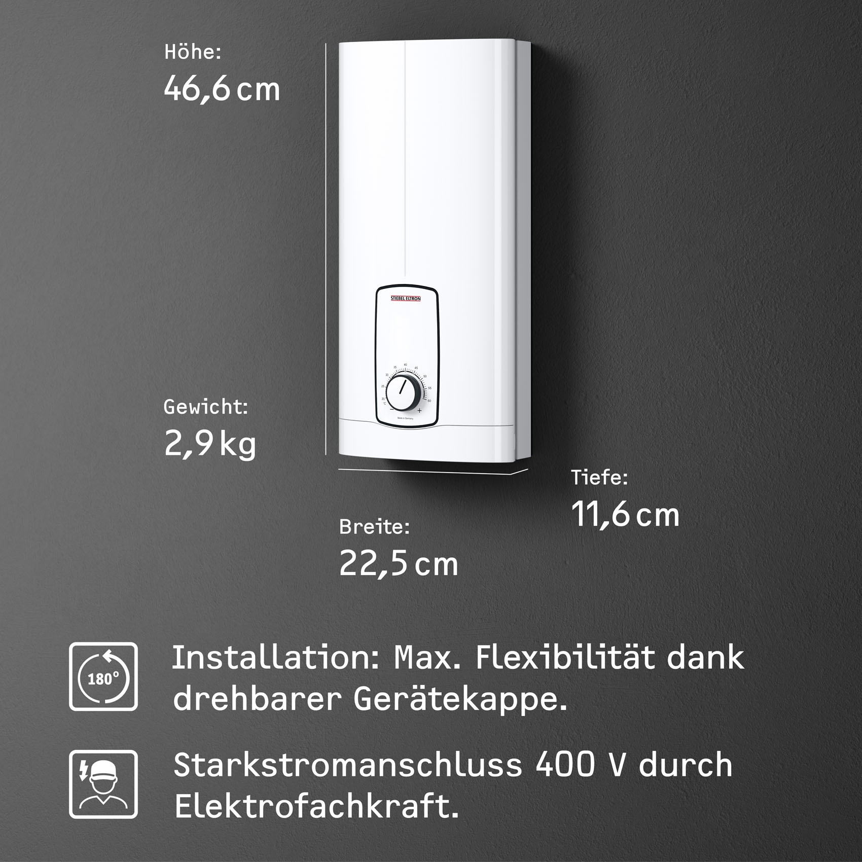 STIEBEL ELTRON Kompakt-Durchlauferhitzer »DHB 18 ST Trend 25A«, 3i Technologie für konstante Warmwassertemperatur