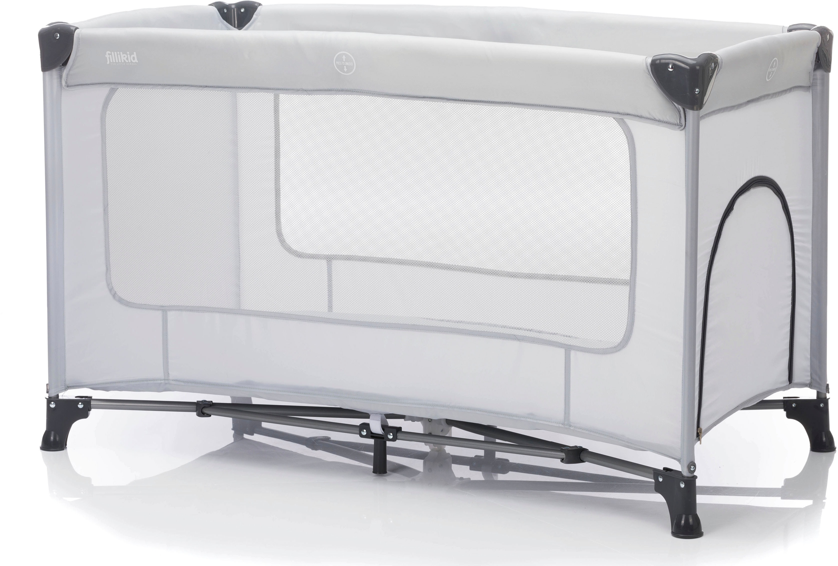 Fillikid Baby-Reisebett »Nizza« inkl. Transporttasche in grau, Größe B/H/L: 120 cm x 76 cm