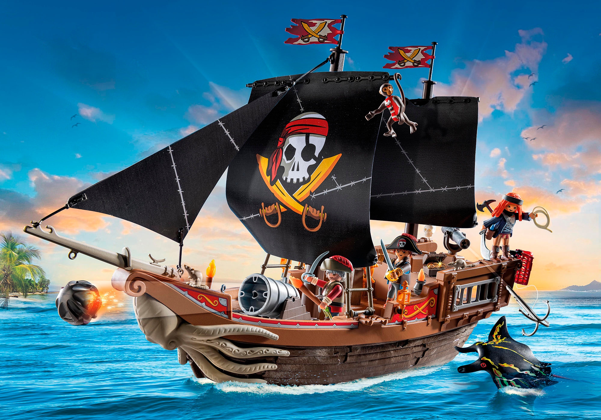 Playmobil® Konstruktions-Spielset »Großes Piratenschiff (71530), Pirates«, (137 St.), Made in Europe