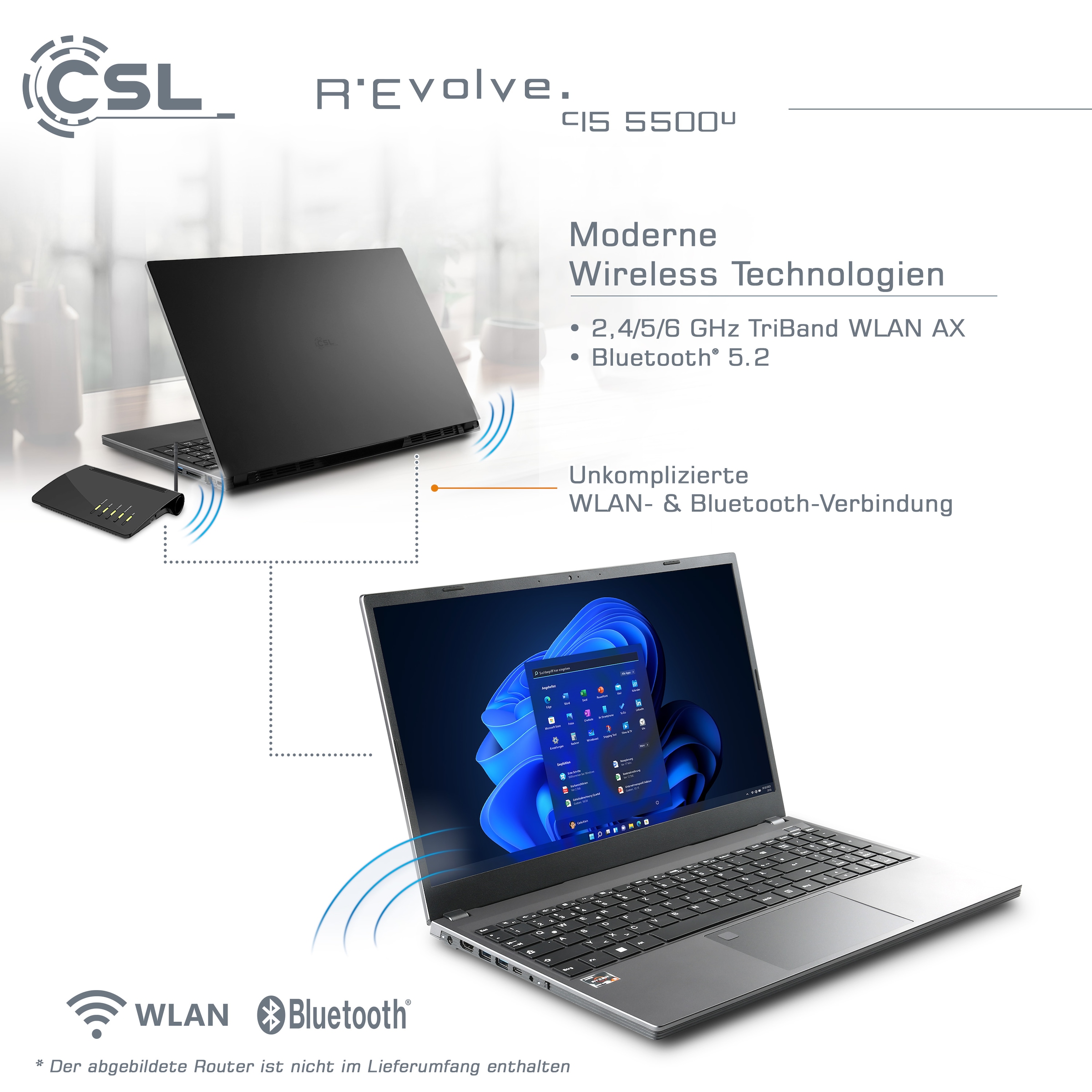 CSL Notebook »R'Evolve C15 5500U / 32GB / 4000GB / Windows 11 Home«, 39,6 cm, / 15,6 Zoll, AMD, Ryzen 5, Radeon Graphics, 4000 GB SSD