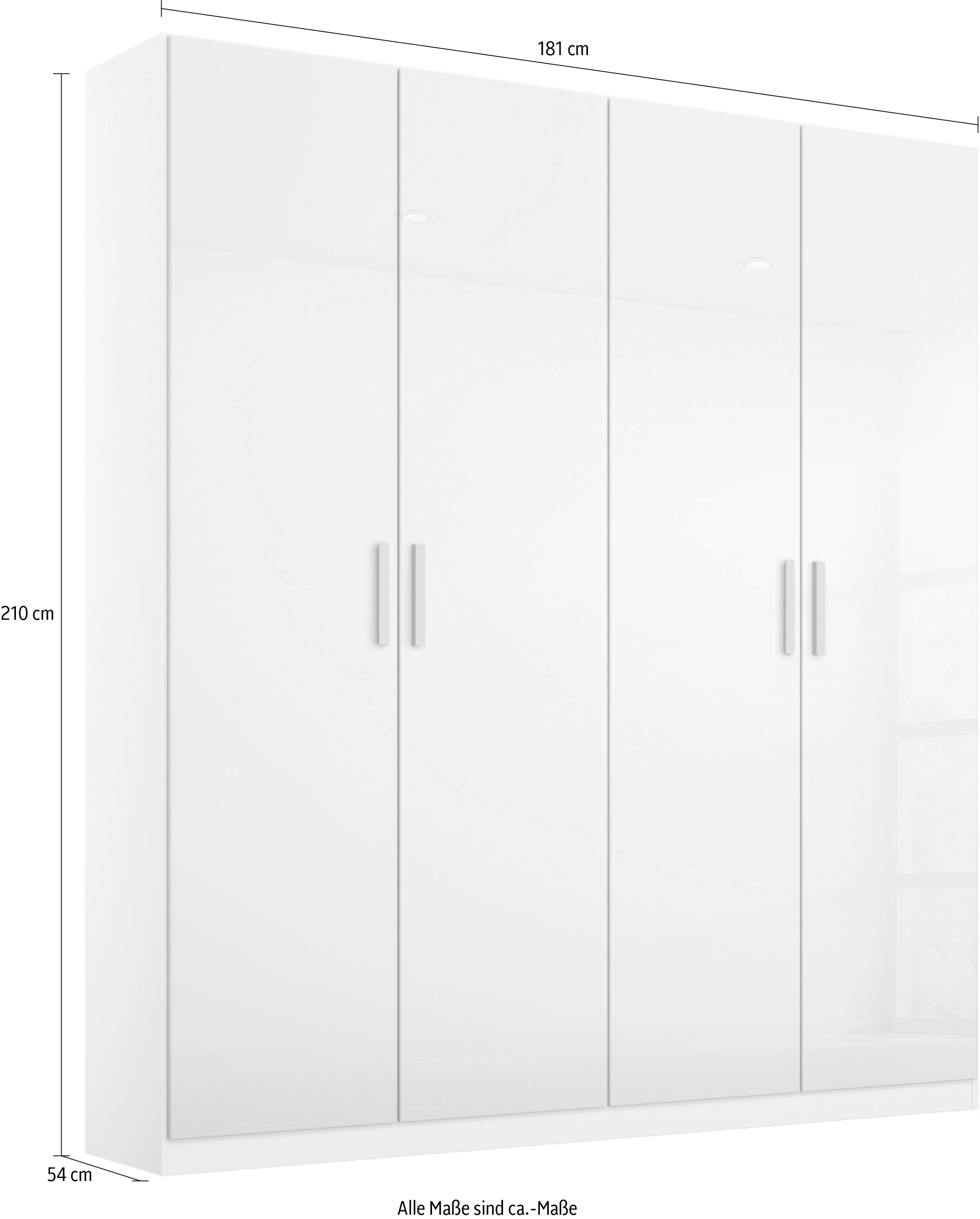 rauch Drehtürenschrank »Kleiderschrank Schrank Garderobe KOLUNA mit Hochglanz-Front« Breiten 181/226/271/315 cm Höhen 210/229 cm,  Hochglanzfront, inkl. 2 Innenschubladen sowie extra Böden