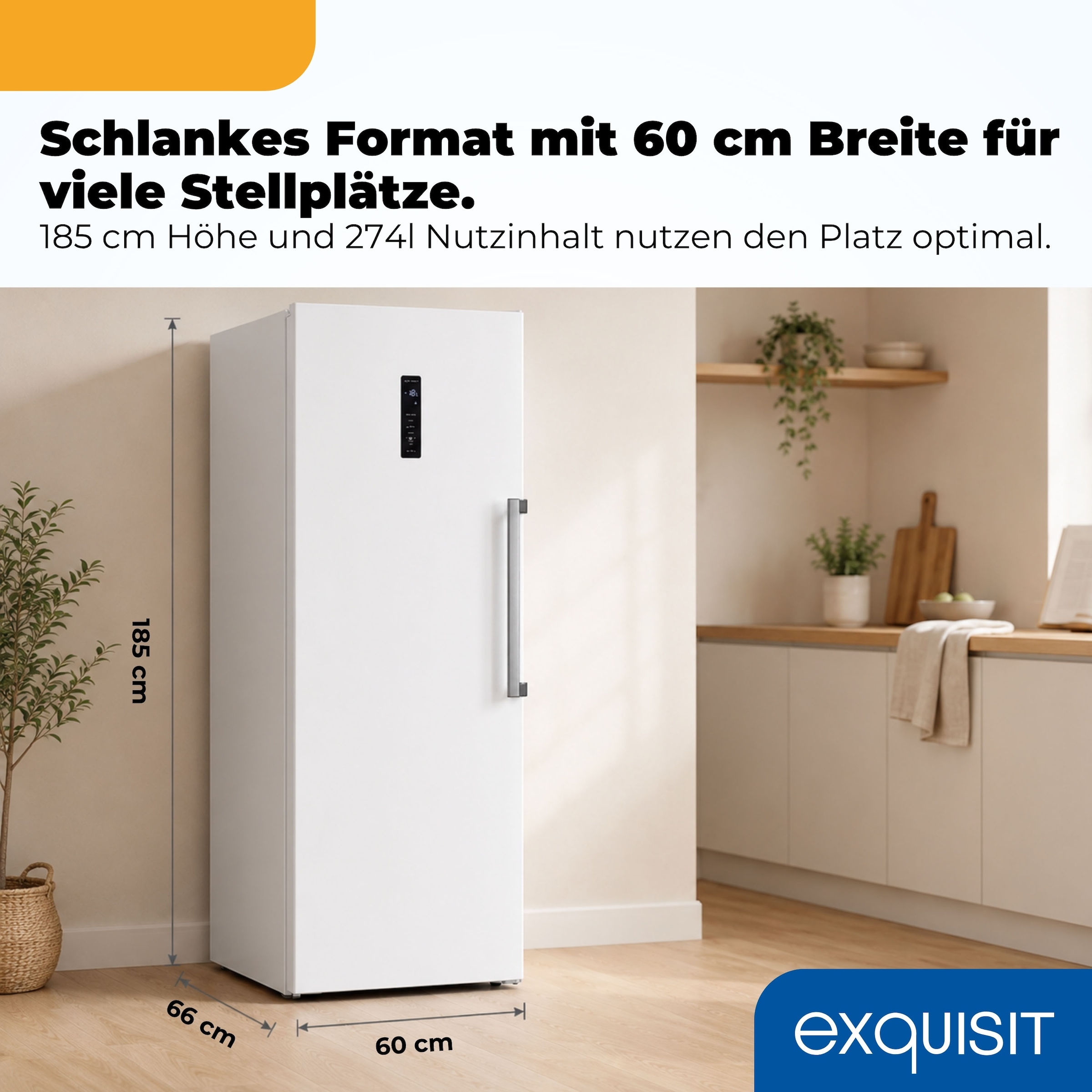 exquisit Gefrierschrank »GS295-NF-H-040C weiss« 185 cm hoch 60 cm breit Viel Platz, starke Gefrierleistung & No Frost für eisfreies Gefrieren