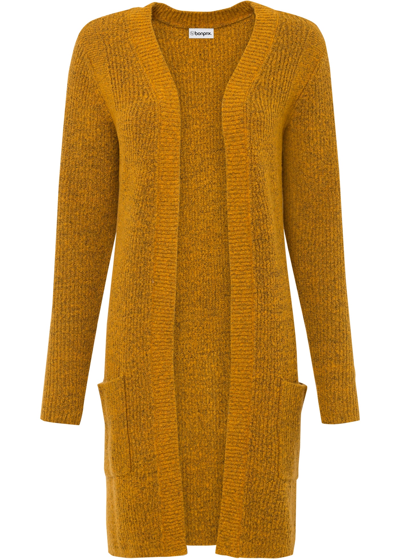bonprix Longstrickjacke lockere Passform, mit aufgesetzten Taschen, femininer Stil