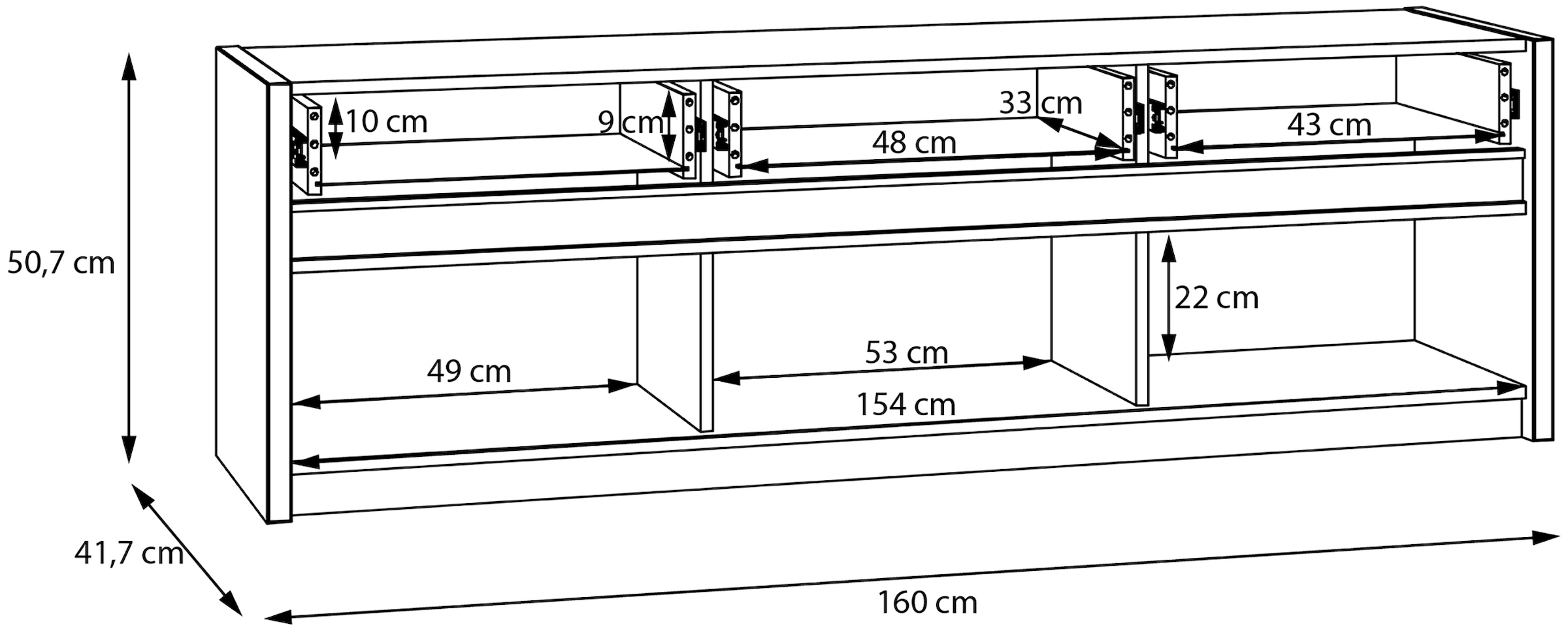 FORTE Lowboard »Oak SquareTV-Board, TV-Schrank«, TV-Board, Beleuchtung, grifflos, Klappen