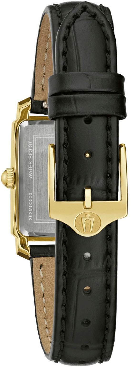 Bulova Quarzuhr, Armbanduhr, Damenuhr, Lederarmband, mit Diamanten
