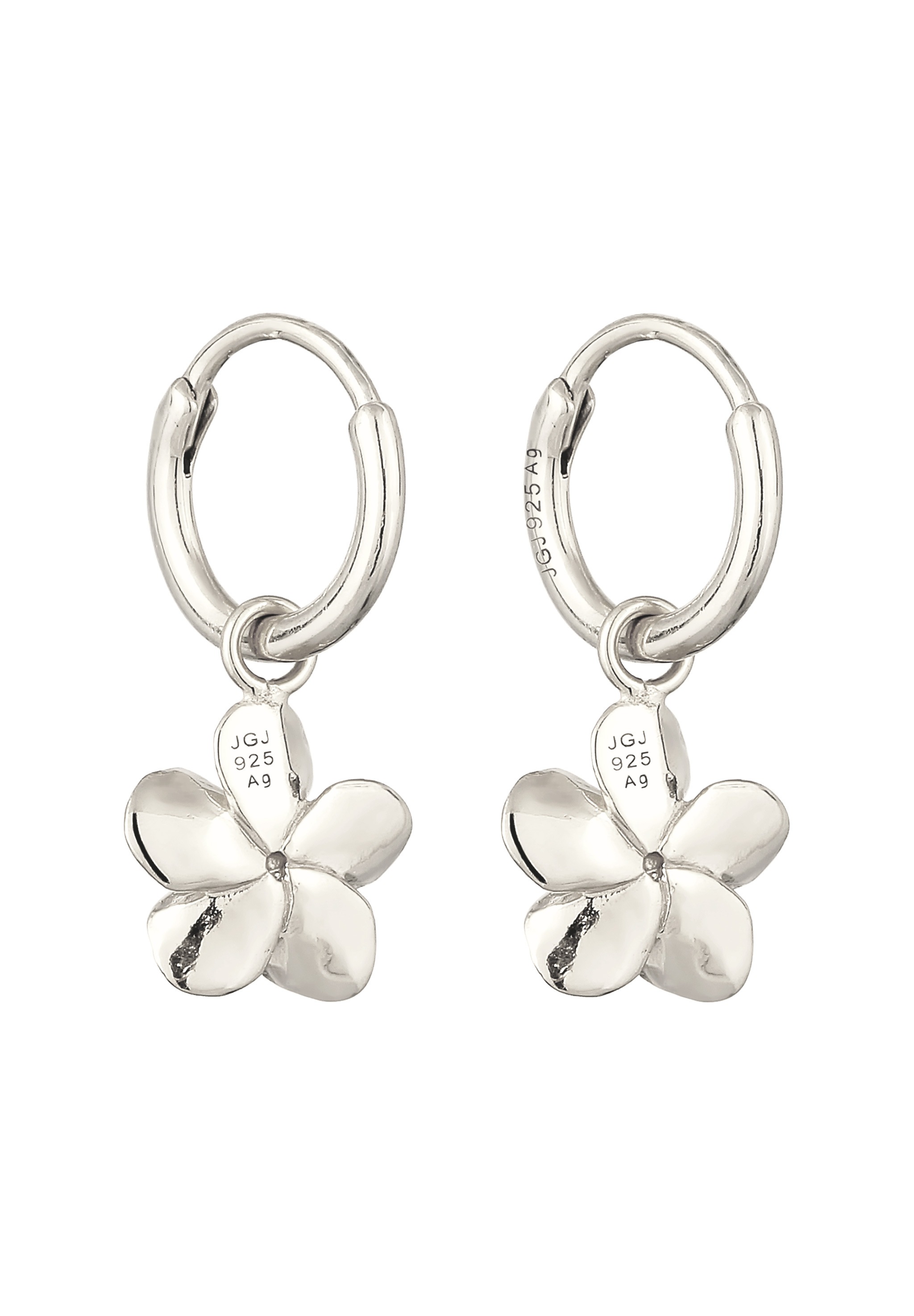 Elli Paar Creolen »Ohrringe Creolen Frangipani Blume mit Zirkonia Weiß 925 Sterling Silber«