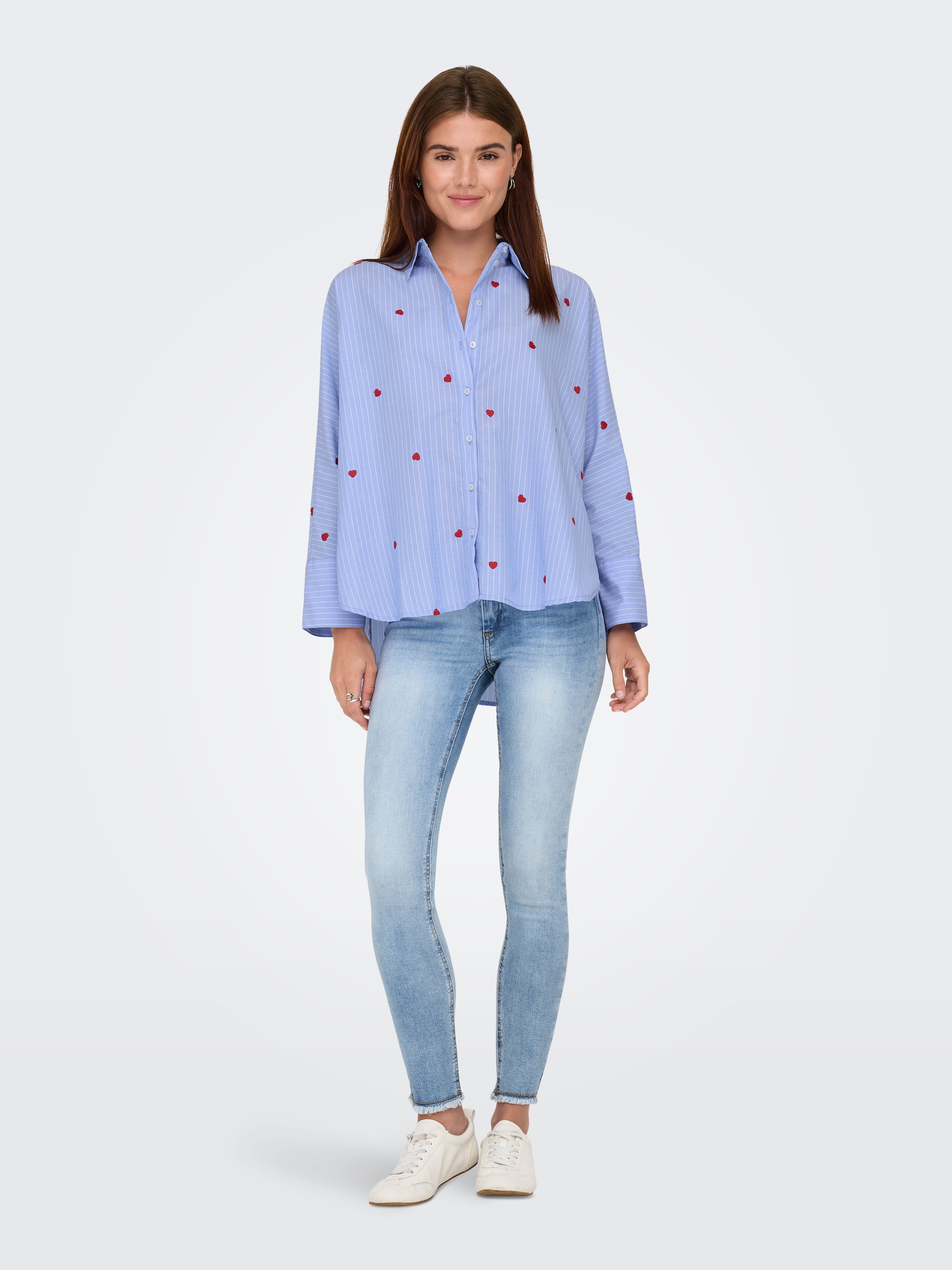 ONLY Hemdbluse »ONLNEW LINA GRACE LS STRIPE EMB SHIRT«