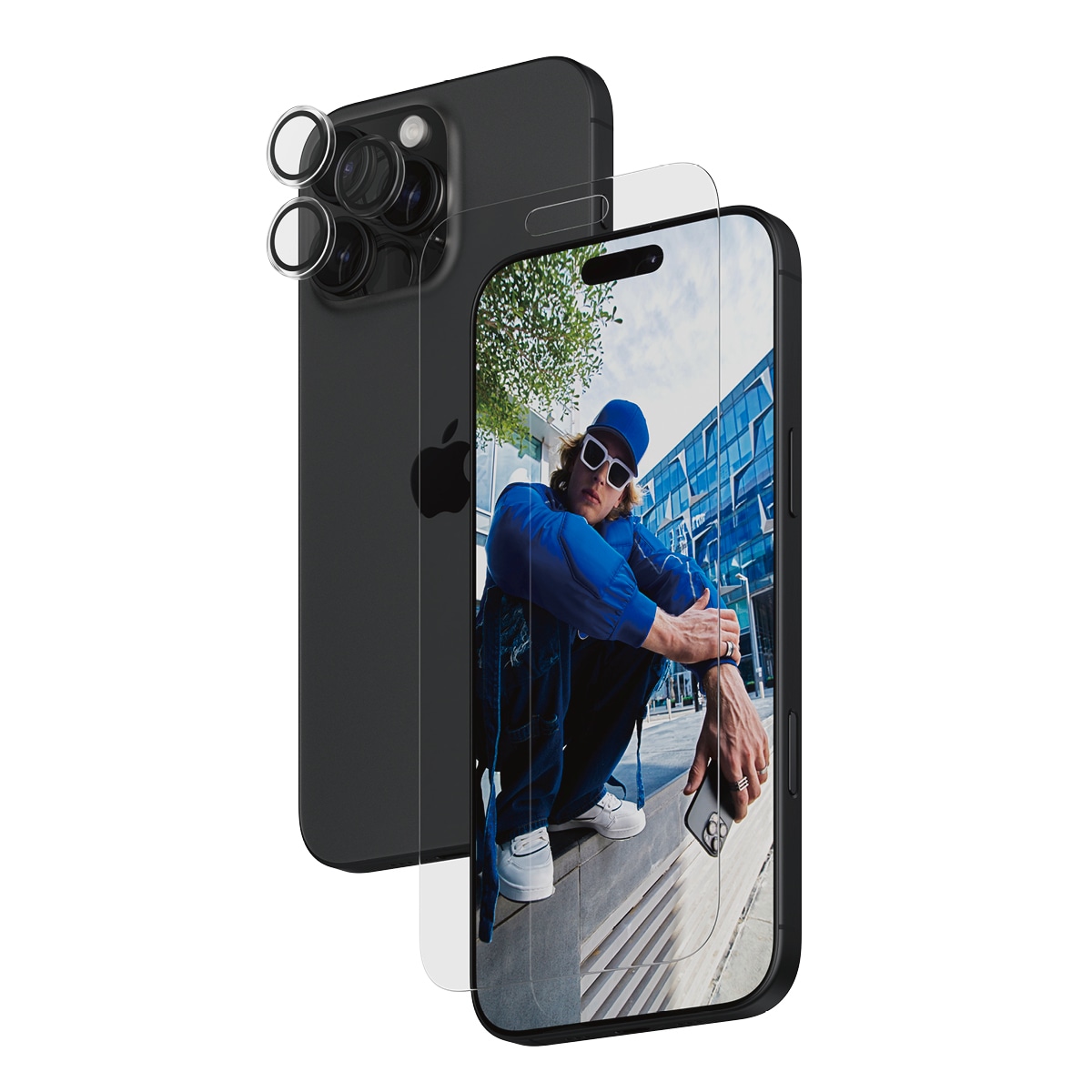 PanzerGlass Displayschutzglas »2-in-1 Protection, Glass, Lens Protector«, für Apple iPhone 16 Pro Max, Displayschutzfolie, Schutzfolie, Bildschirmschutz, kratz- & stoßfest