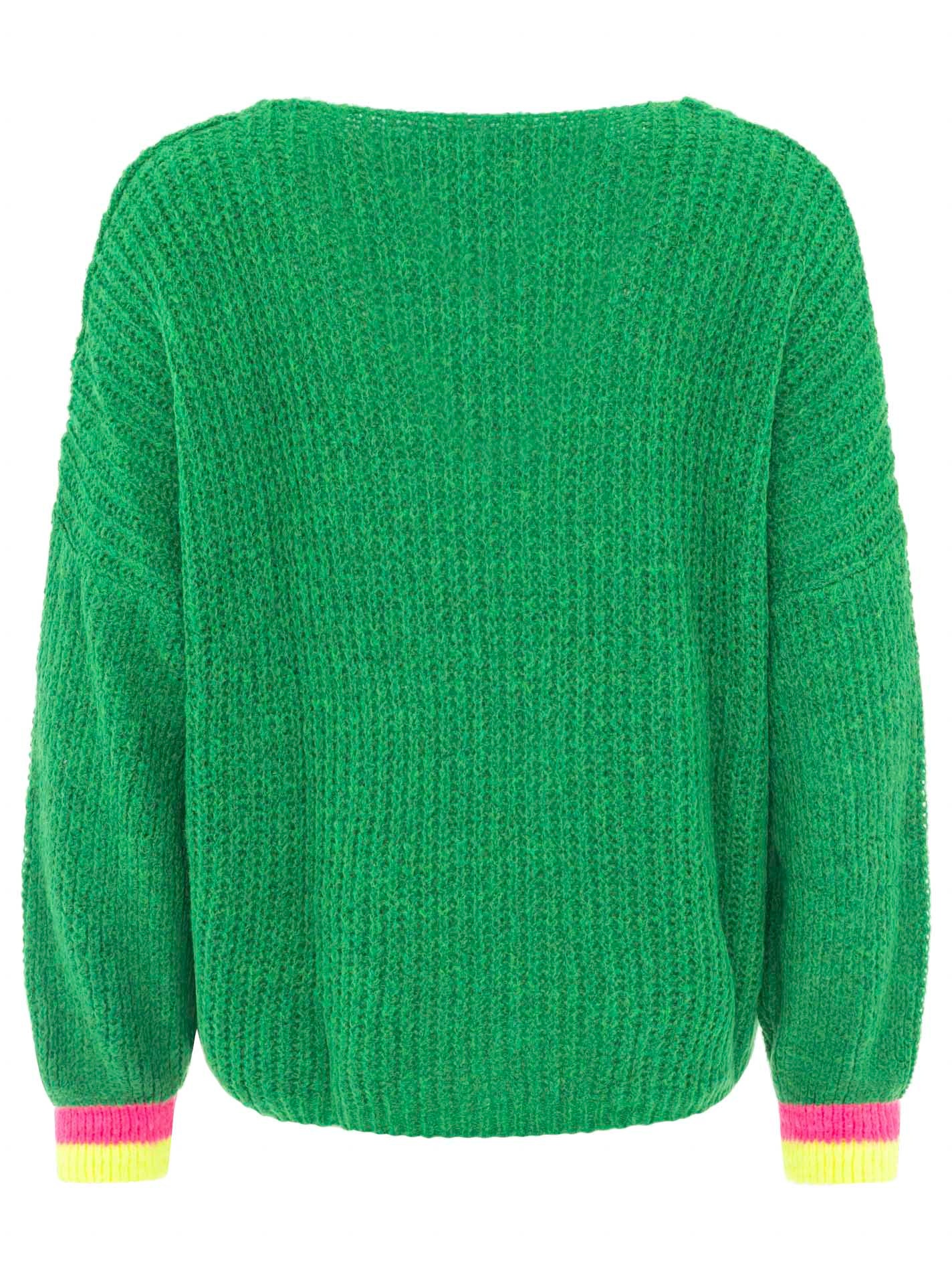 Zwillingsherz Strickpullover »"Smile"« Langarm, One Size, V-Ausschnitt, Neon-Details, Schriftzug