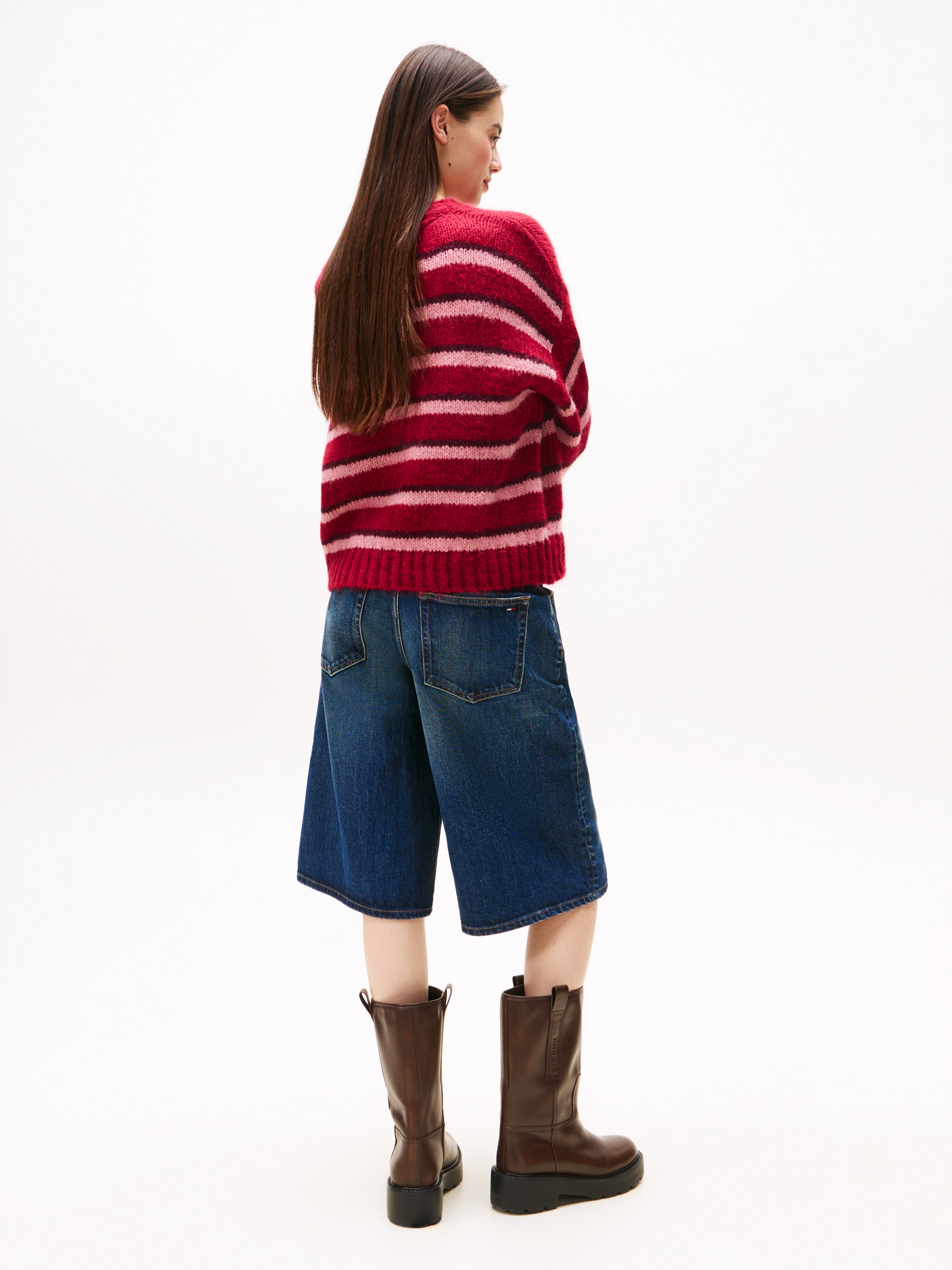 Tommy Jeans Rundhalspullover »TJW BADGE STRIPE FLUFFY SWEATER«, mit Alpaka