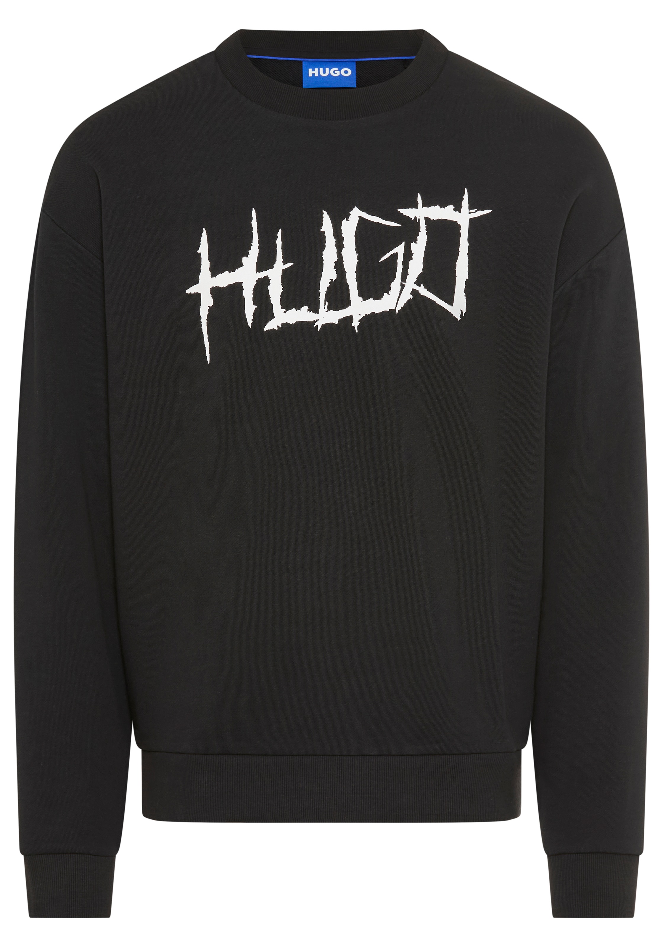 HUGO Blue Sweatshirt , Regular Fit, Logo-Print, Rundhalsausschnitt
