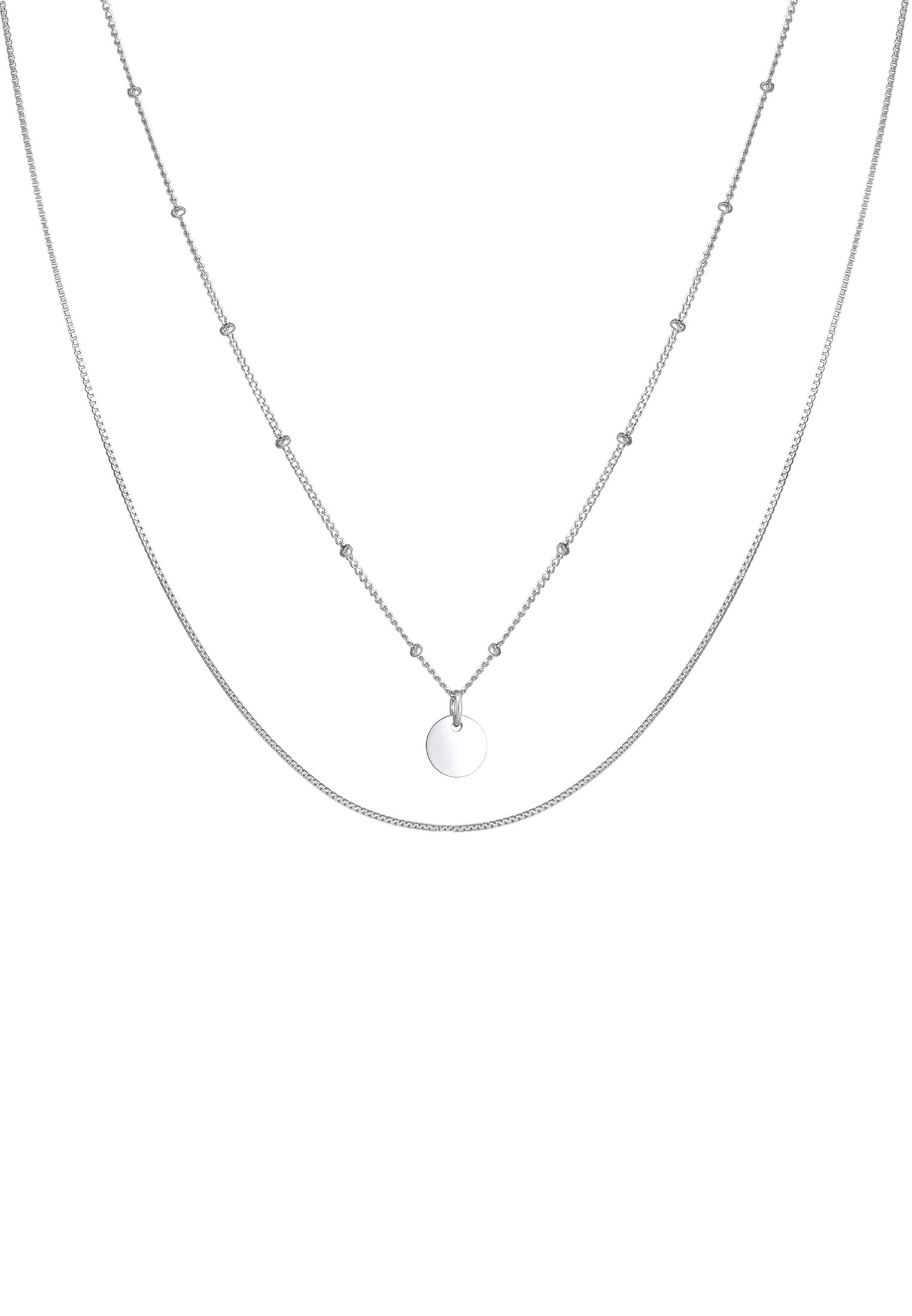 Elli Silberkette »Halskette Layer Kugelkette Kreis Plättchen 925 Silber«