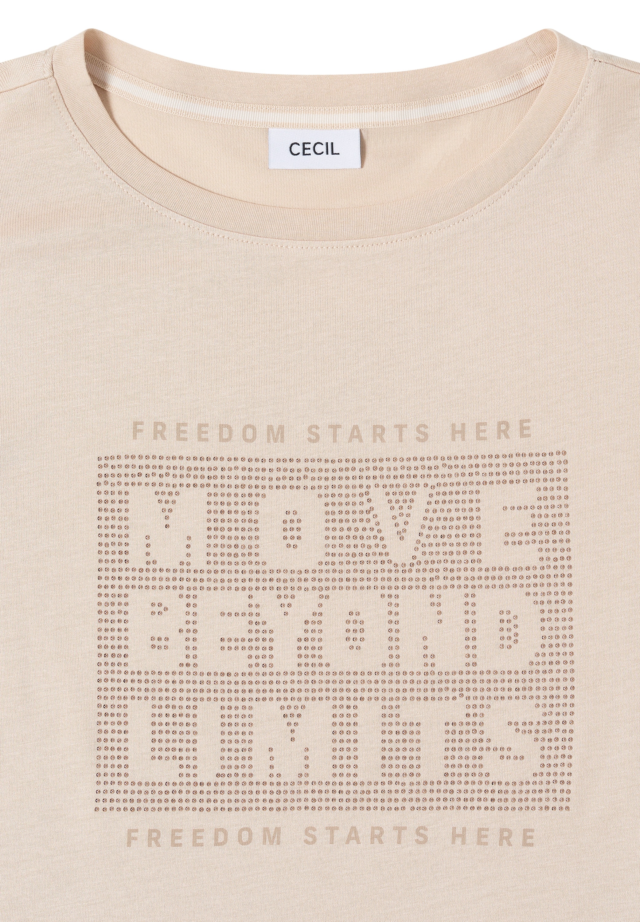 Cecil 3/4-Arm-Shirt »Hotfix« mit Schmucksteinen, Rundhalsform