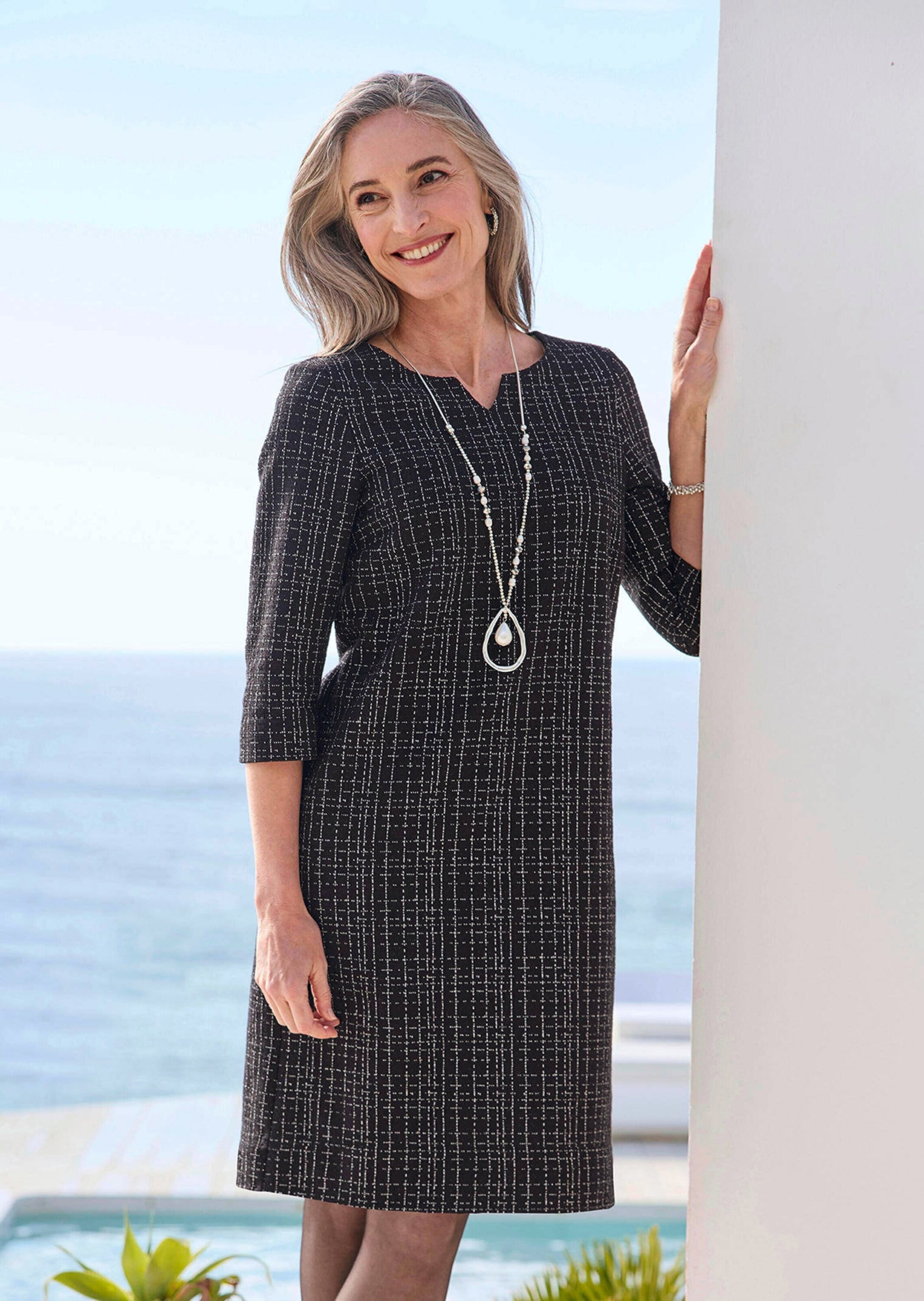 GOLDNER Jerseykleid »Jerseykleid in Tweed-Optik mit feinem Glanz«