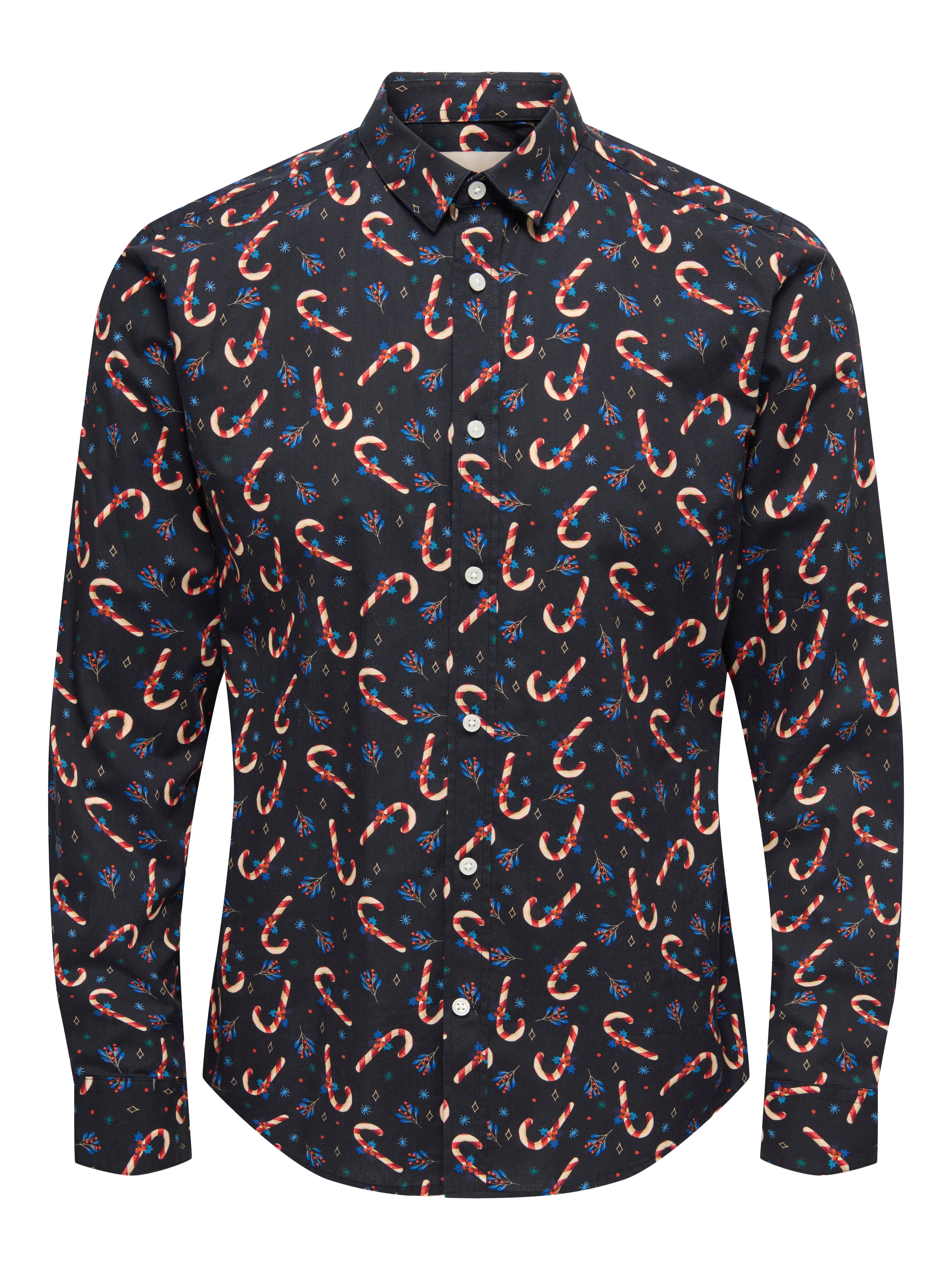 ONLY & SONS Langarmhemd »ONSELF XMAS AOP SLIM POPLIN LS SHIRT«
