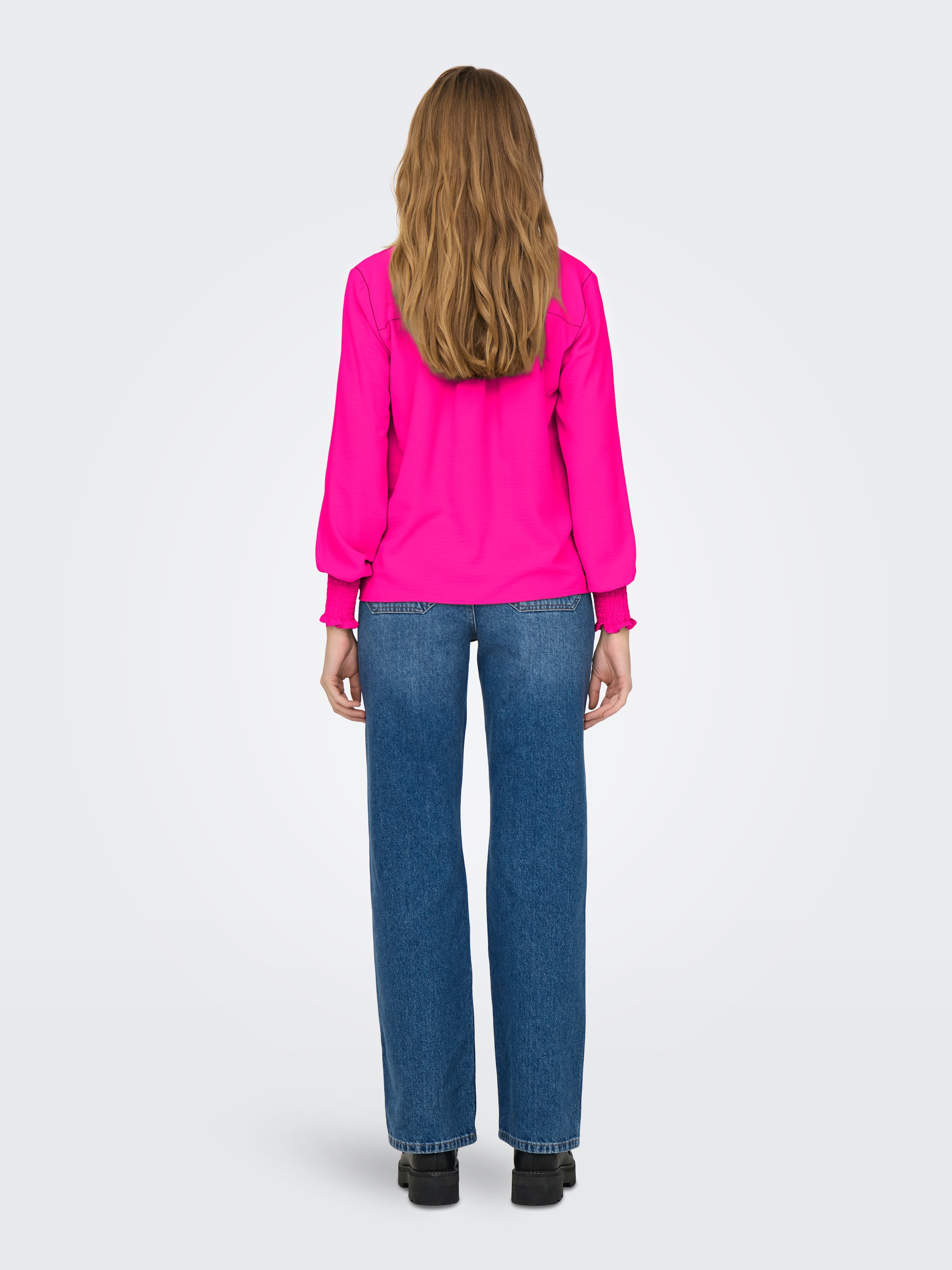 ONLY Blusenshirt »ONLMETTE V-NECK LS SMOCK TOP NOOS WVN« Kunstfaser, regular fit