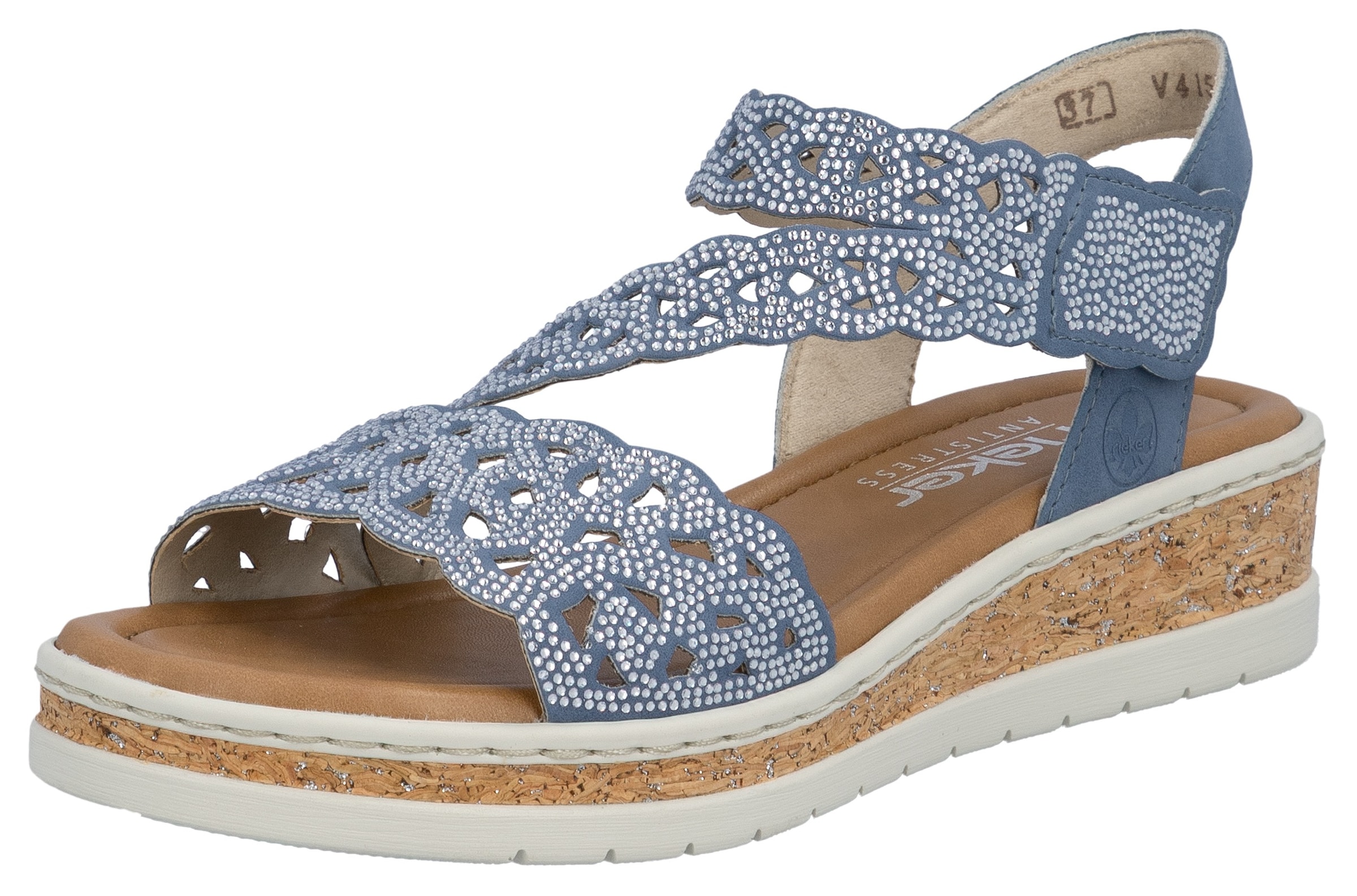 Rieker Keilsandalette  Keilsandalette, Sommerschuh, Urlaubsschuh mit Glitzersteine