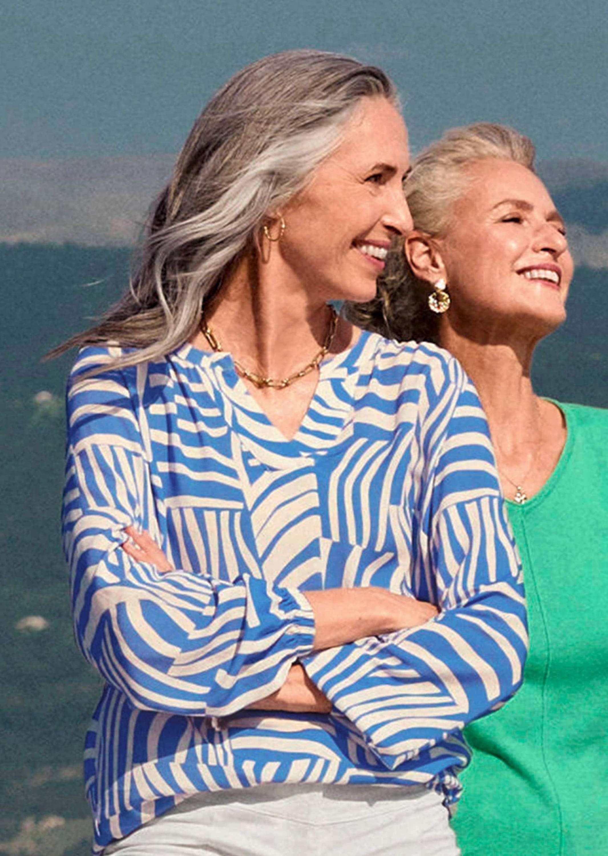 GOLDNER Schlupfbluse »Grafische Viskosebluse mit Schlitz« Gummibündchen am Armabschluss