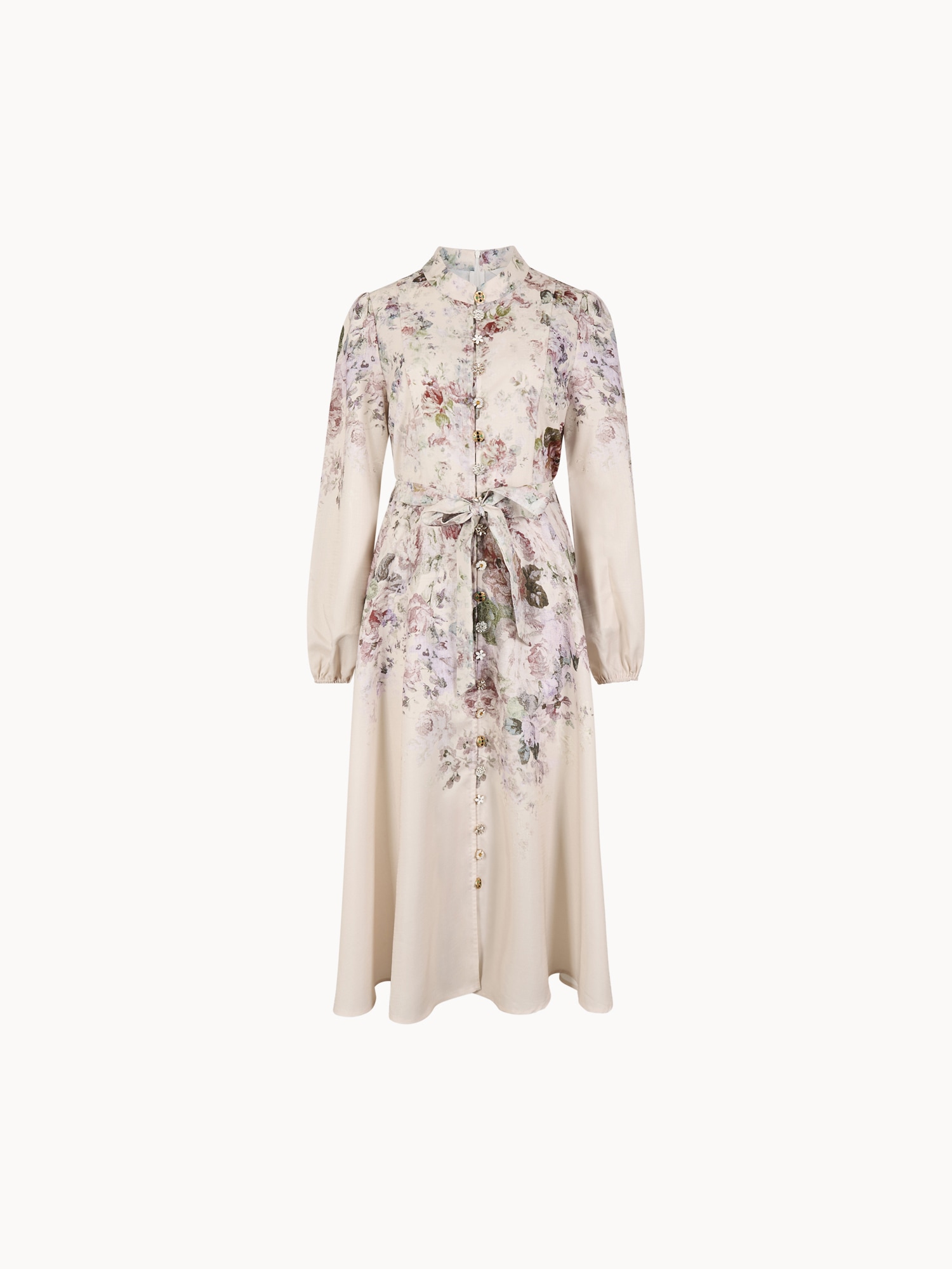 Apricot Midikleid »Midikleid« mit Vintage-Blumenmuster und Zierknöpfen
